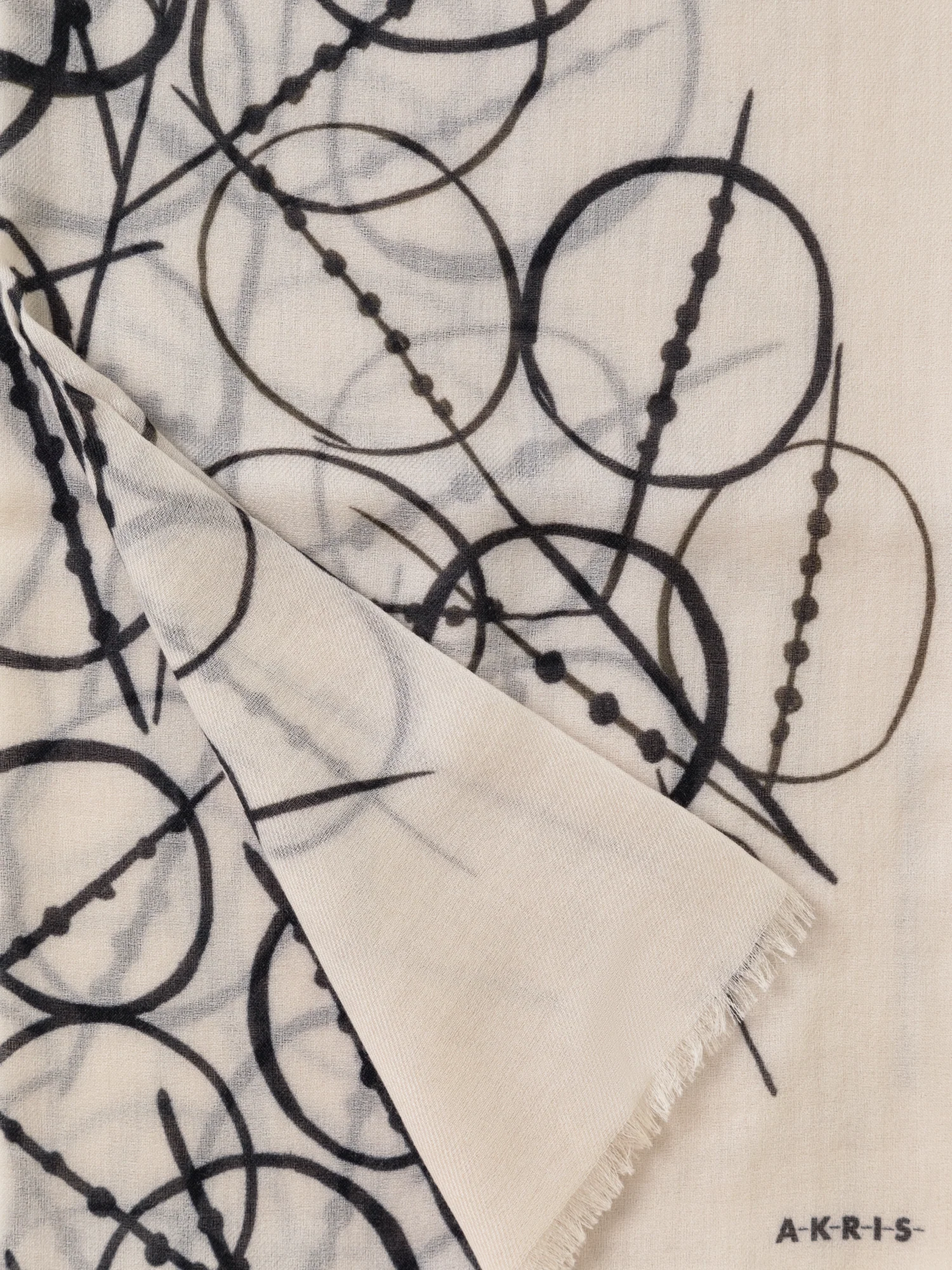 Cashmere Scarf with Polka Dots Print - Image 3