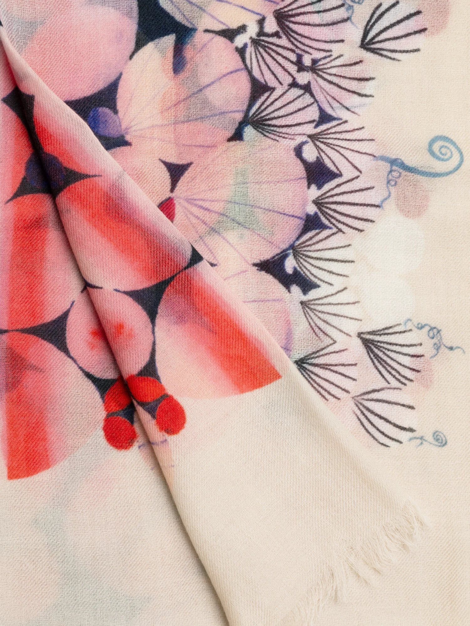 Cashmere Scarf with Silver Dollars Print - Image 3