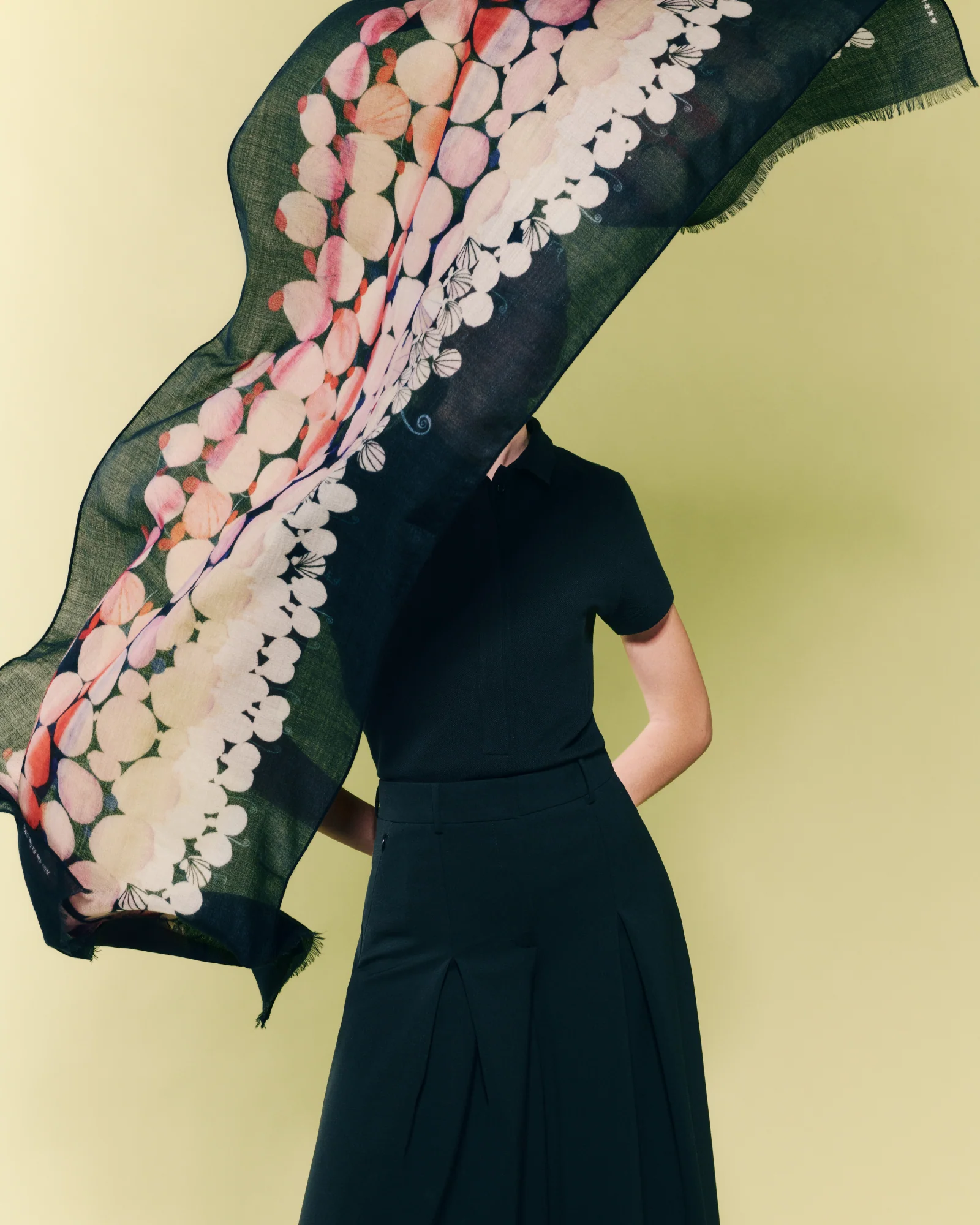Cashmere Scarf with Silver Dollars Print - Image 2