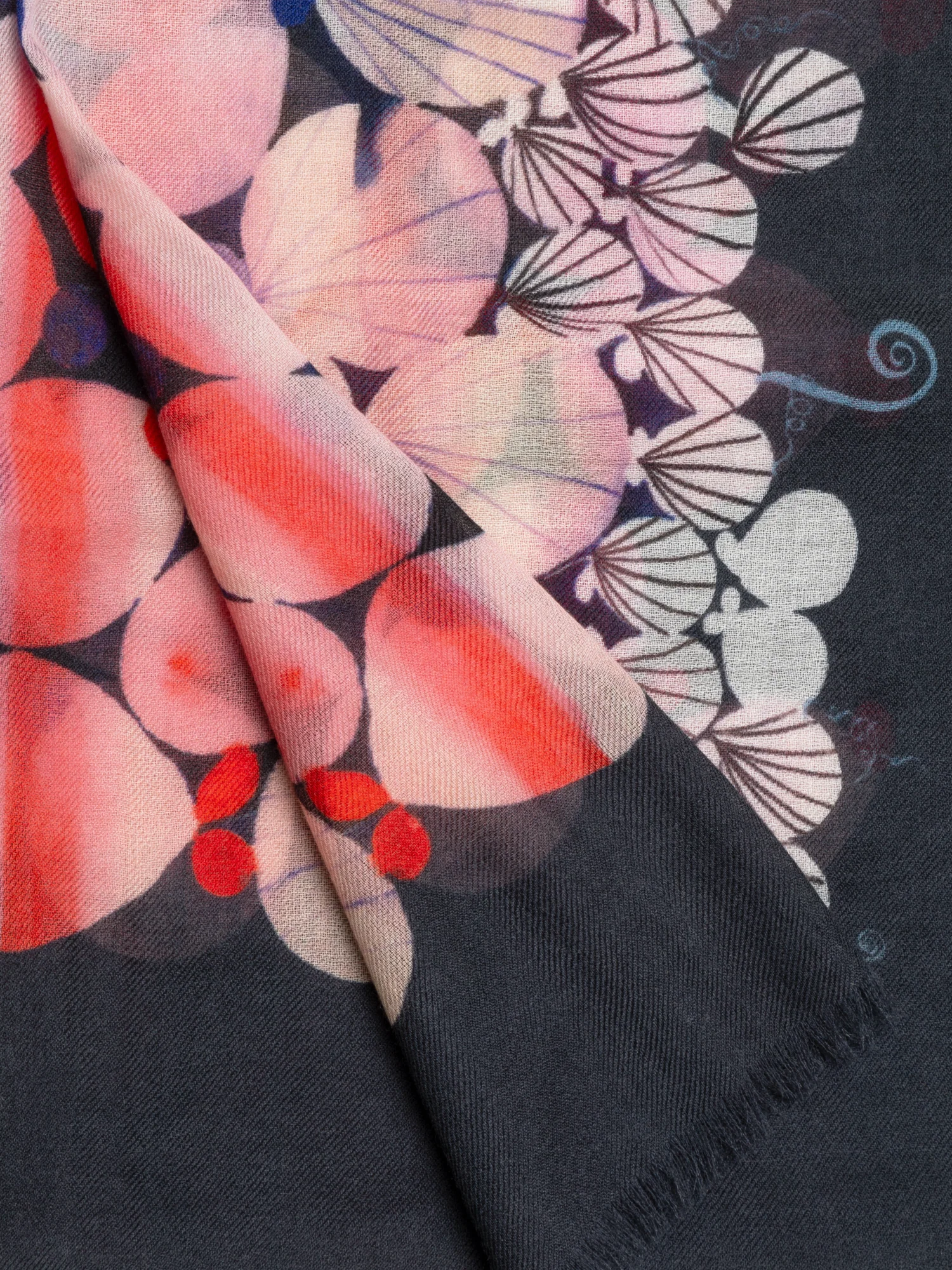 Cashmere Scarf with Silver Dollars Print - Image 3