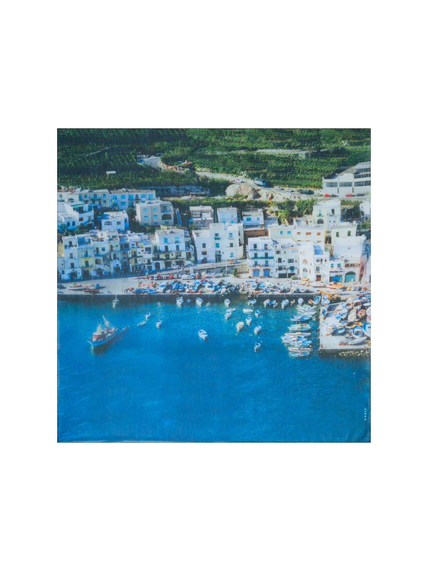 Cotton Silk Scarf with Marina Grande Print