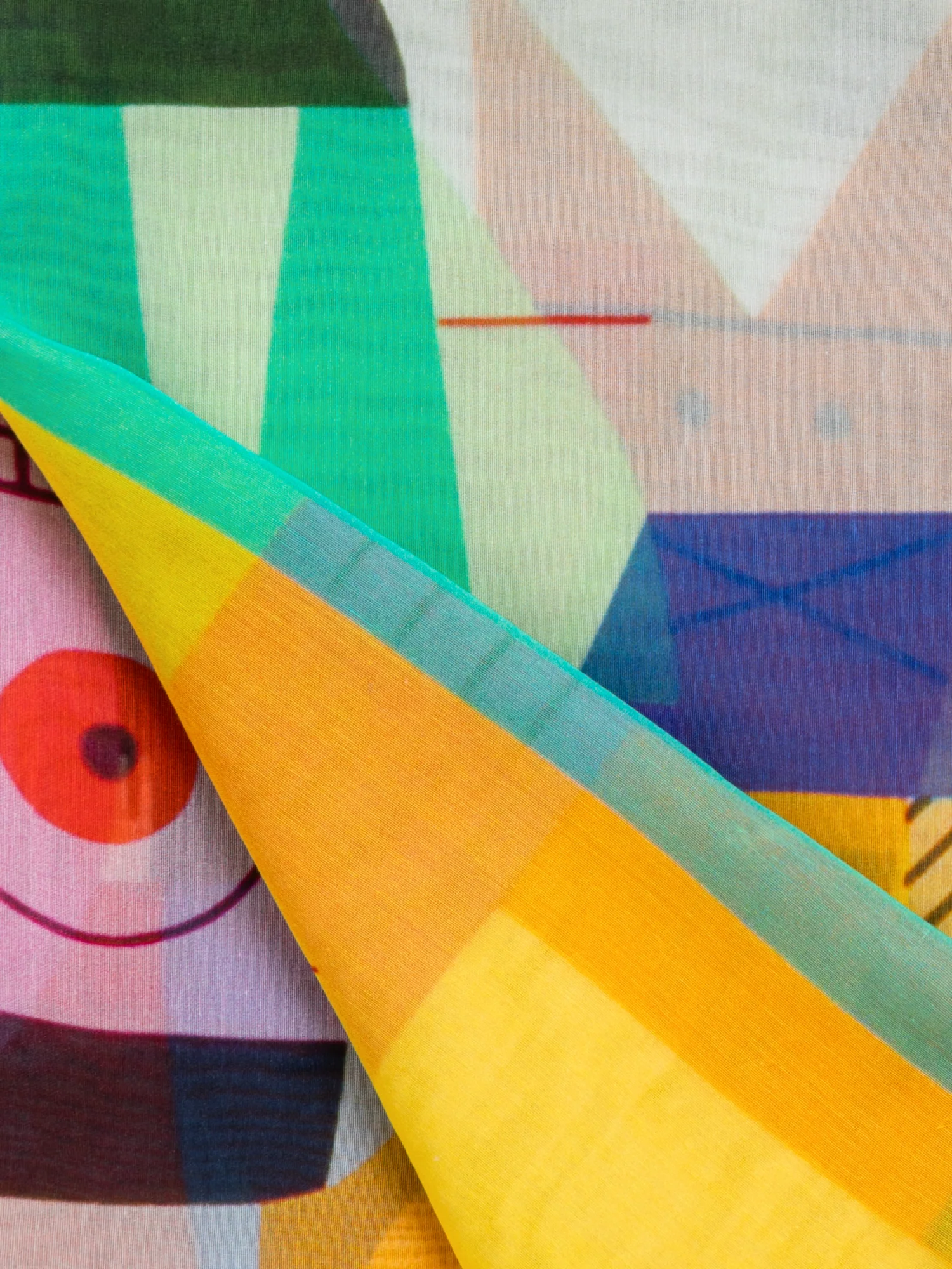 Cotton Silk Scarf with Wooden Dolls Print - Image 2