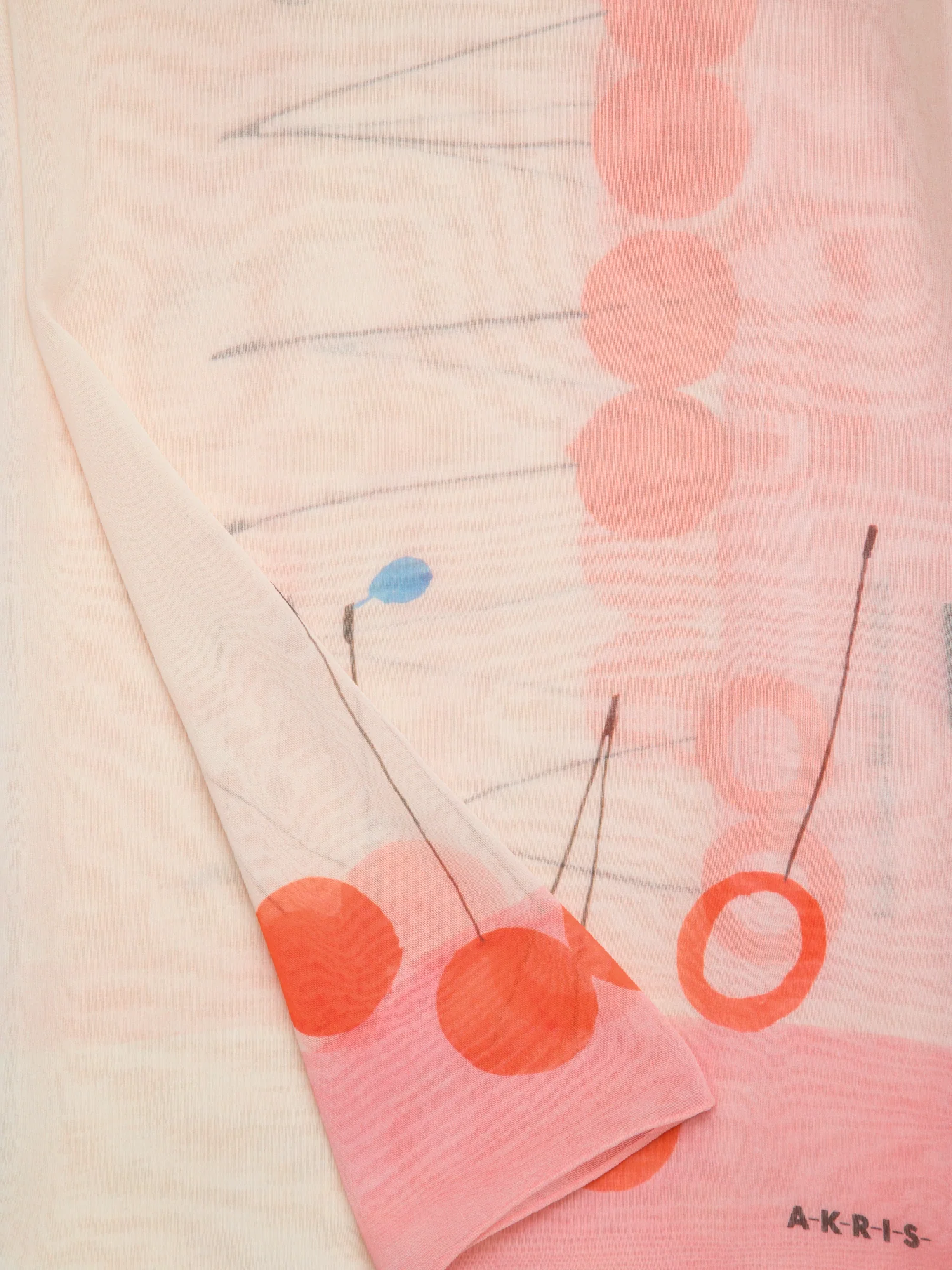 Scarf in Cotton Silk with Cherries Print - Image 2