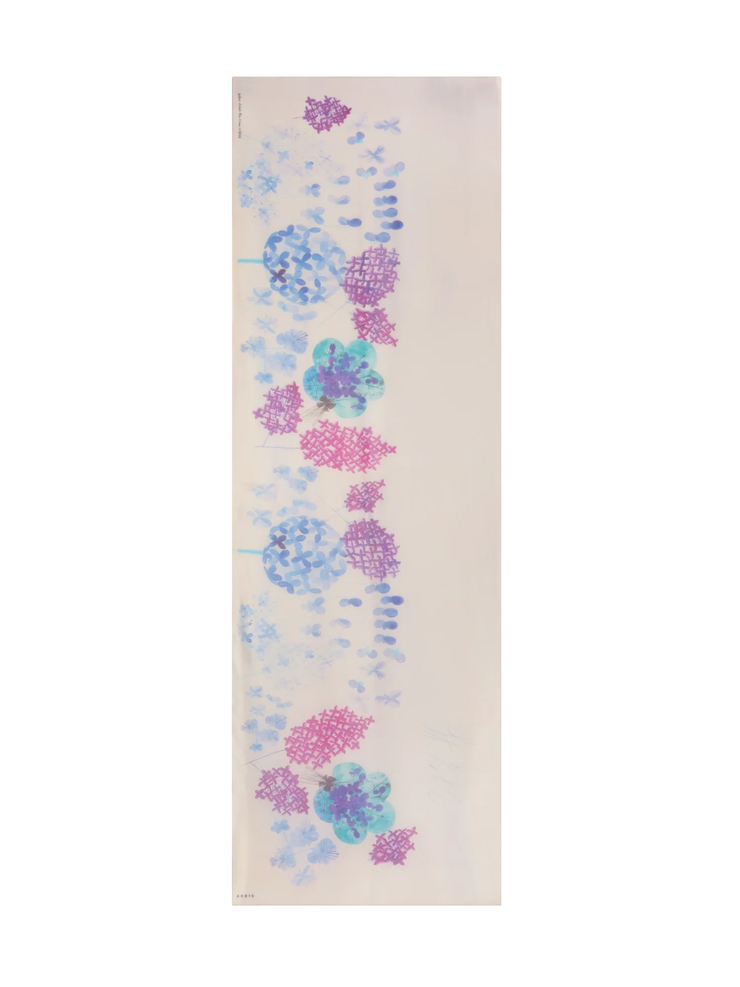 Scarf in Cotton Silk with Denim Blossom Print
