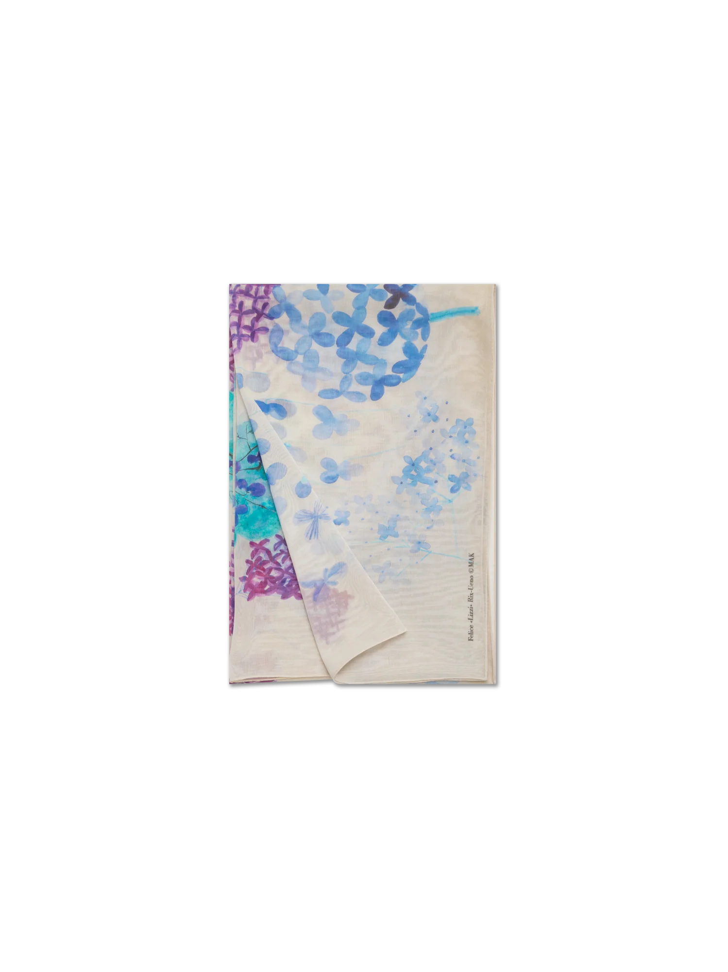 Scarf in Cotton Silk with Denim Blossom Print - Image 3