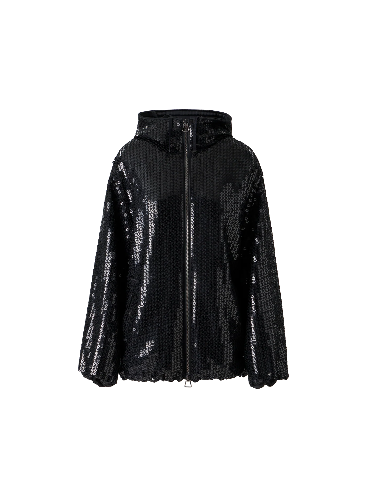 Sequin Chiffon Hooded Parka