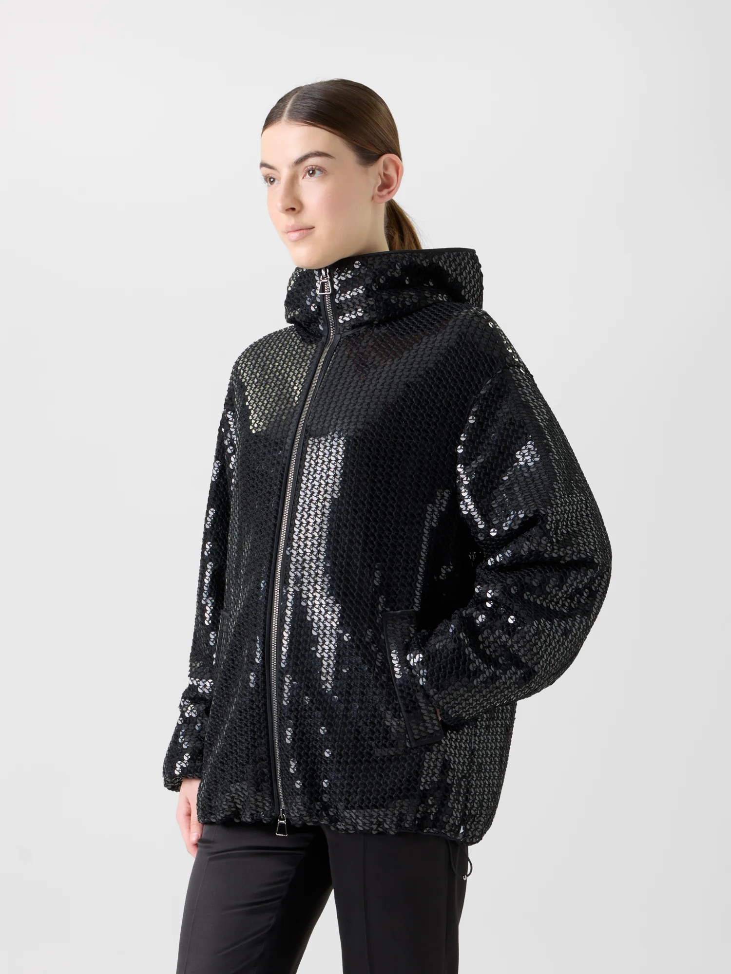 Sequin Chiffon Hooded Parka - Image 4