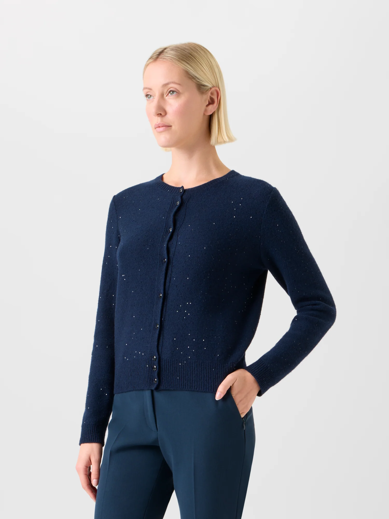Sequin Wool Cashmere Knit Cardigan - Image 4