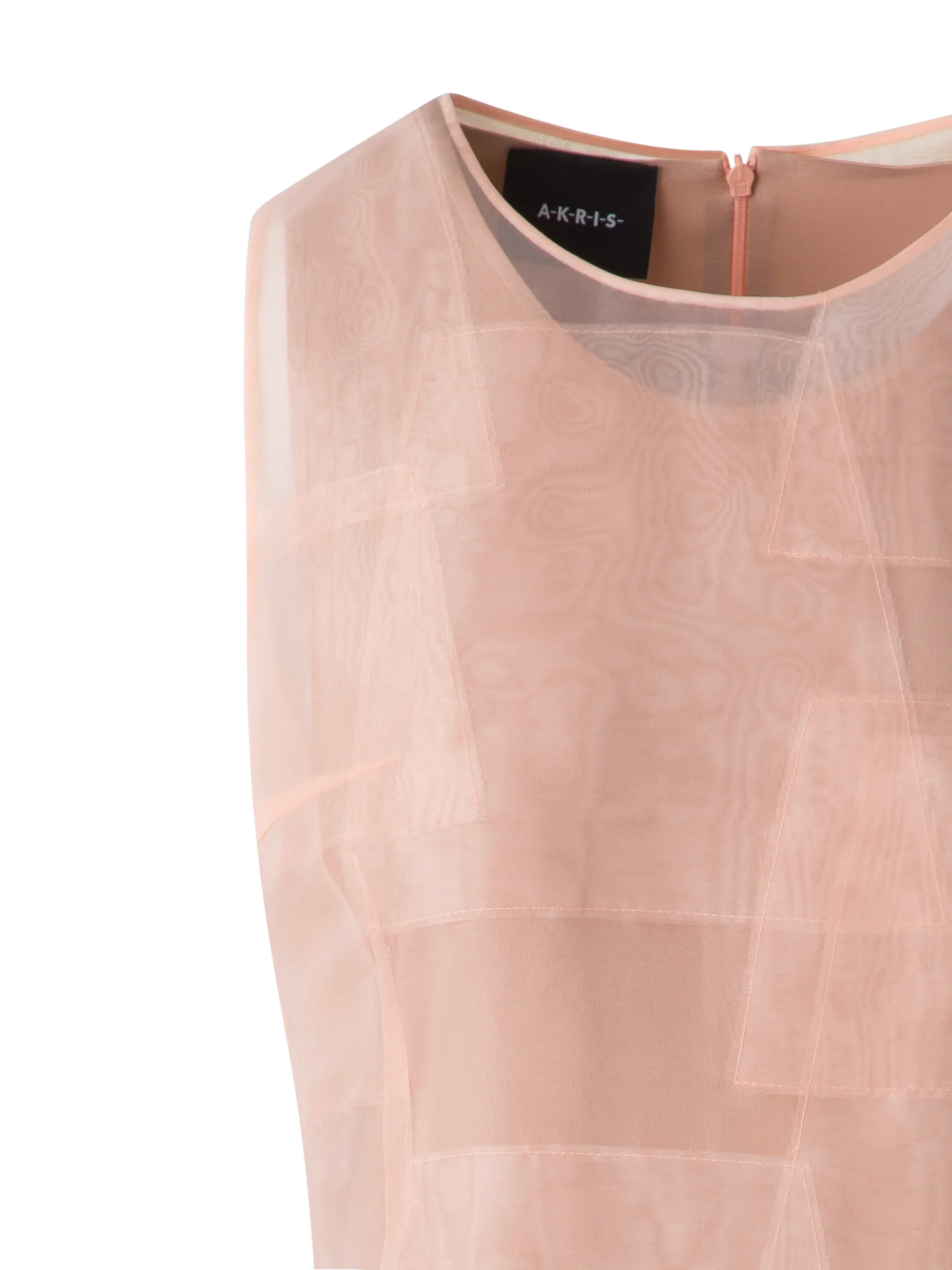 Sheath Dress in Sheer Trapezoid Organza Layers - Image 4