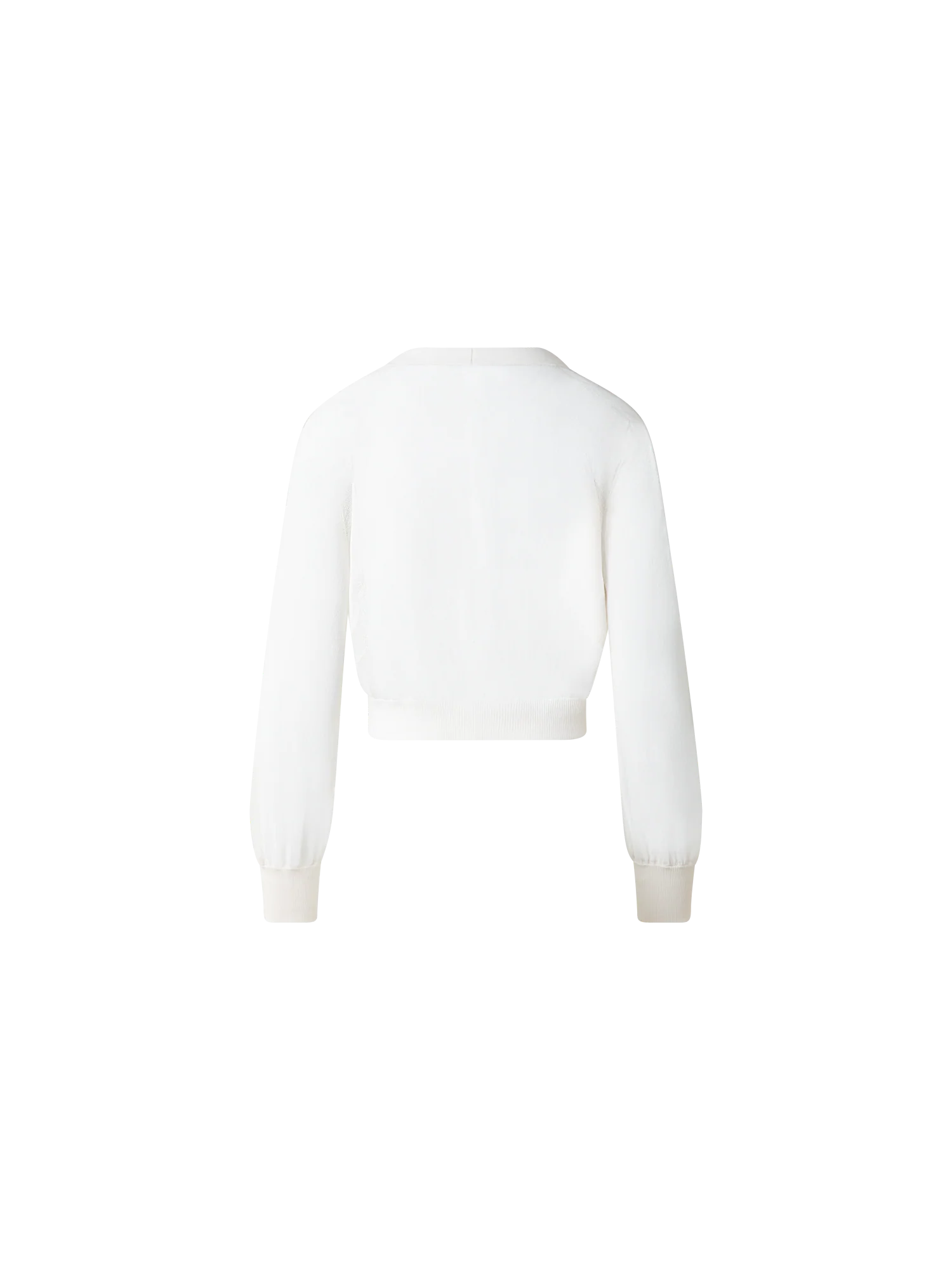 Sheer Cropped Knit Cardigan with Volume Sleeves - Image 4