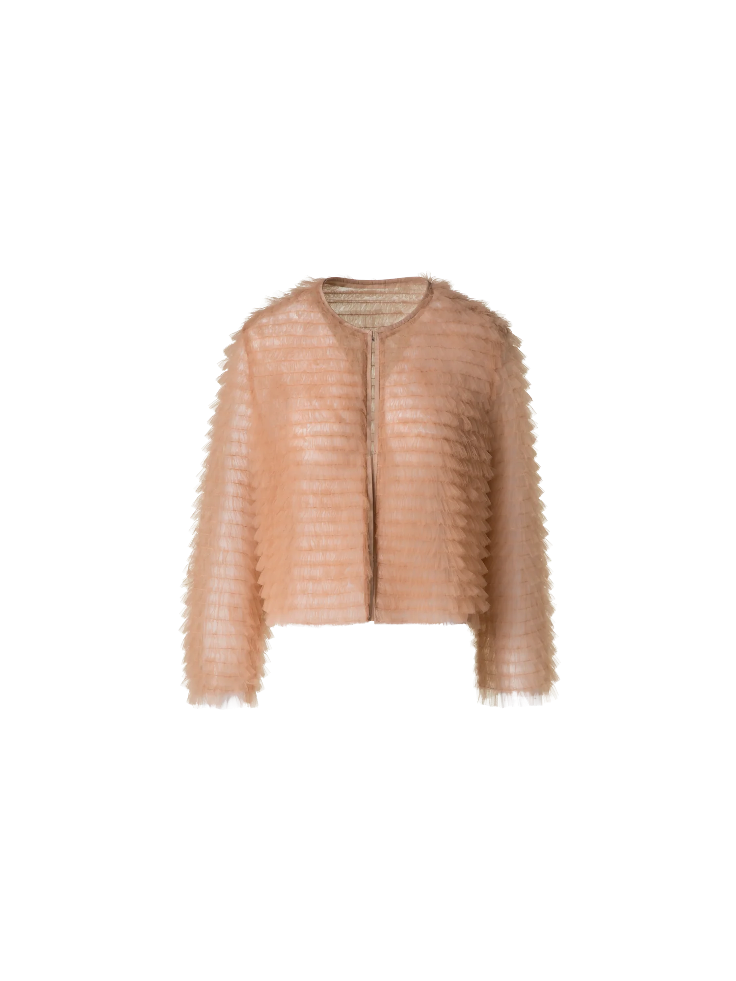 Short Allover Ruched Tulle Jacket