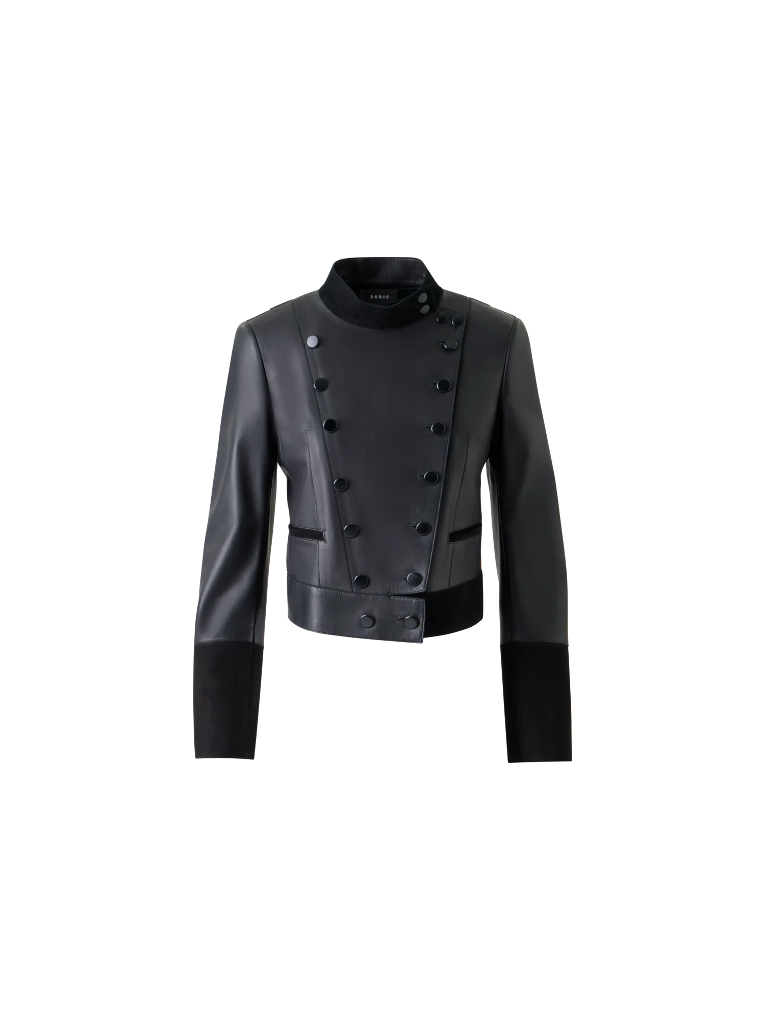 Short Fitted Double-Breasted Leather Jacket