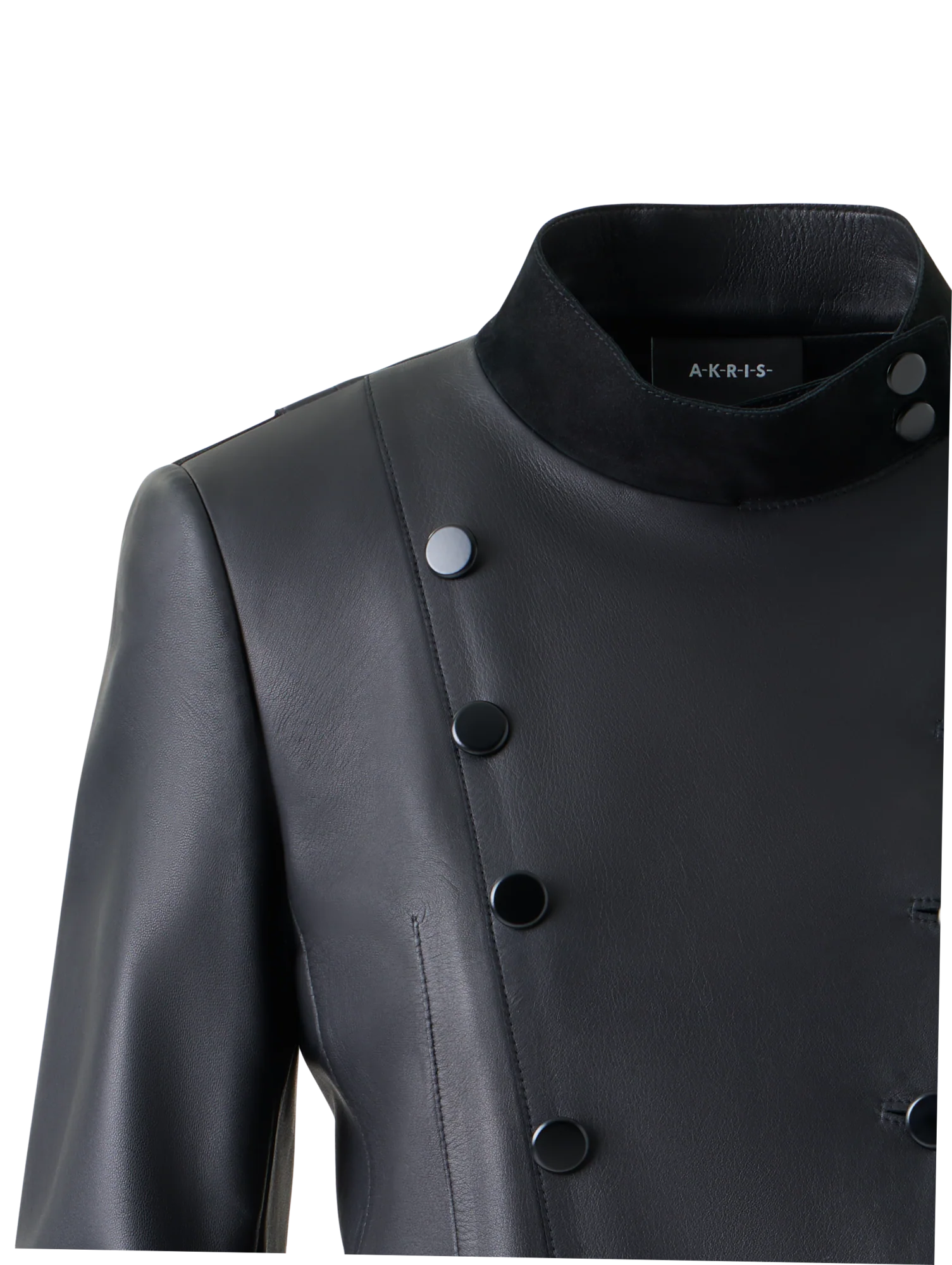 Short Fitted Double-Breasted Leather Jacket - Image 3