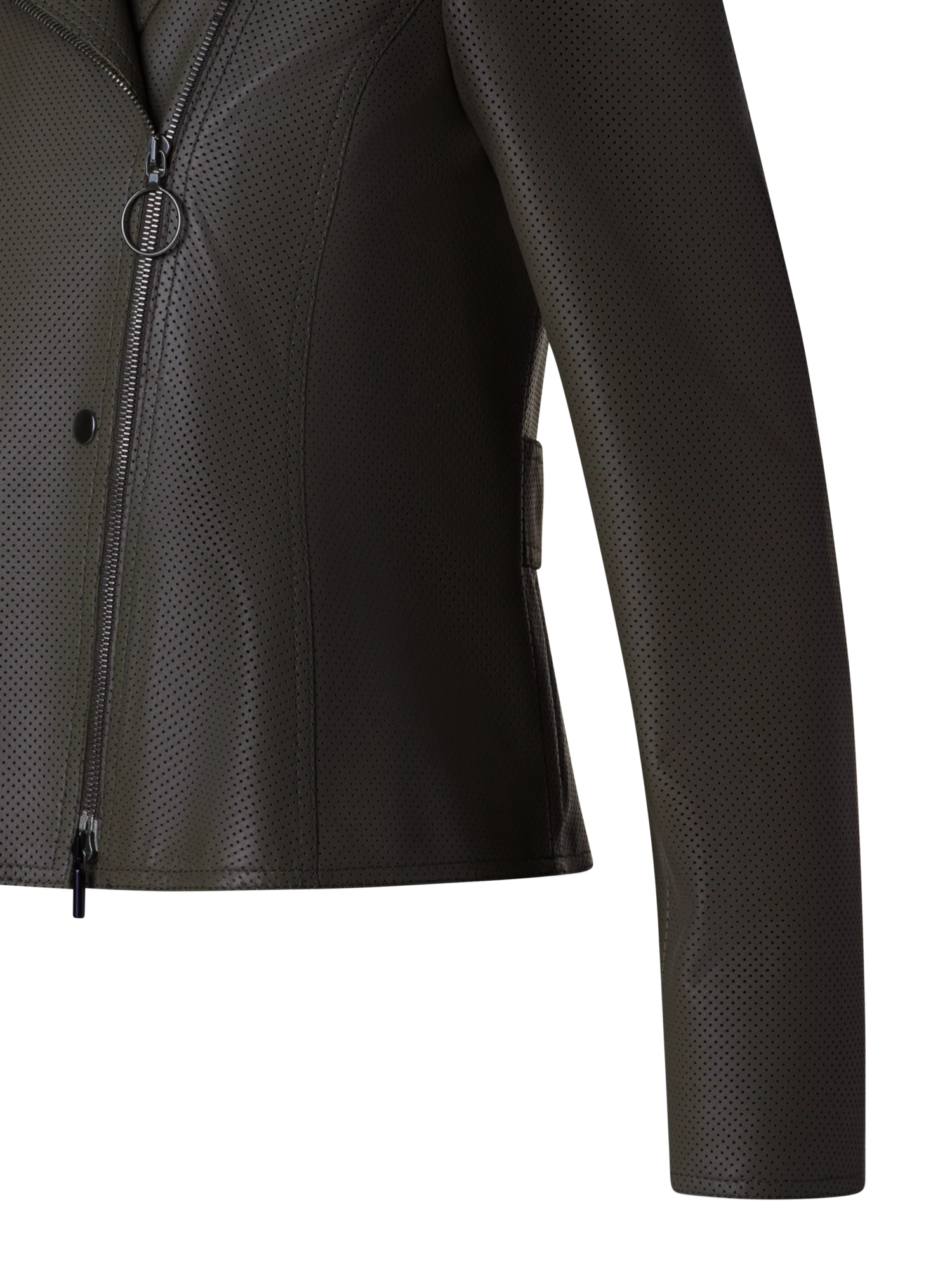 Short Fitted Leather Biker Jacket - Image 6