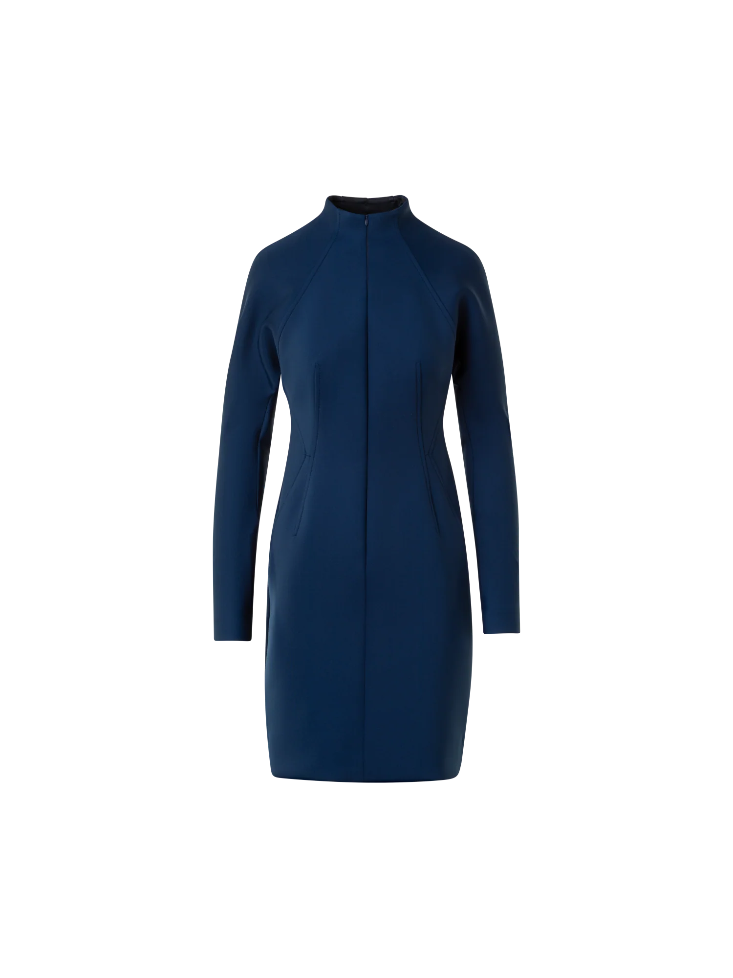 Short Fitted Mock Neck Dress in Techno Neoprene