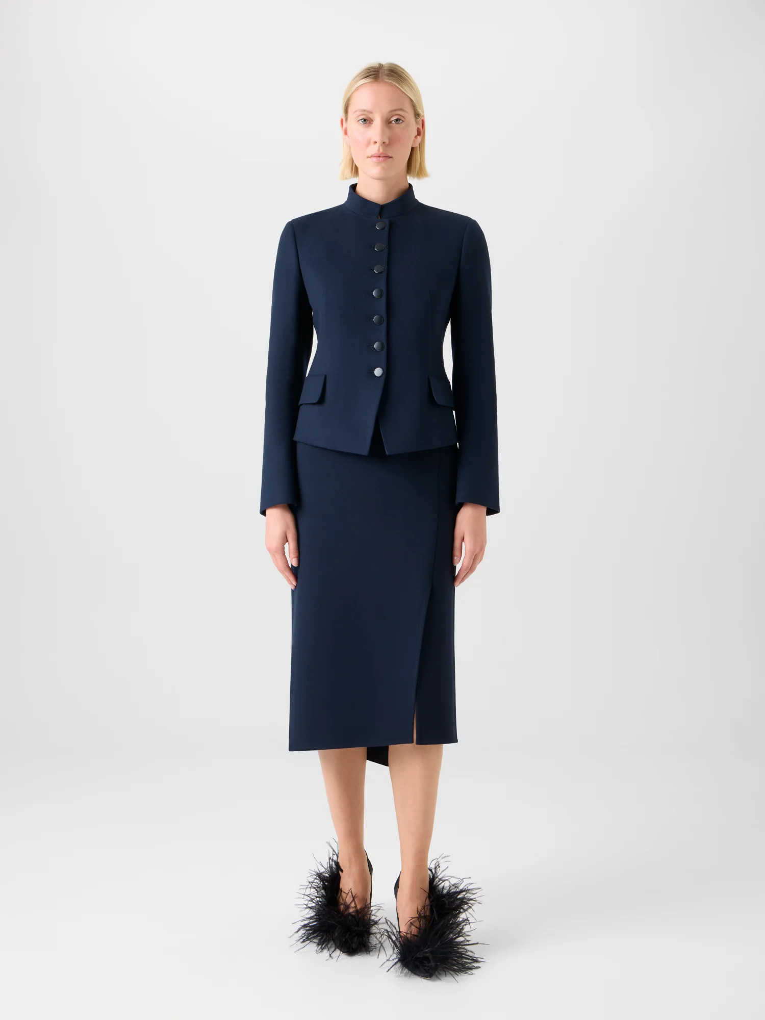 Short Fitted Wool Flannel Double-Face Jacket - Image 2