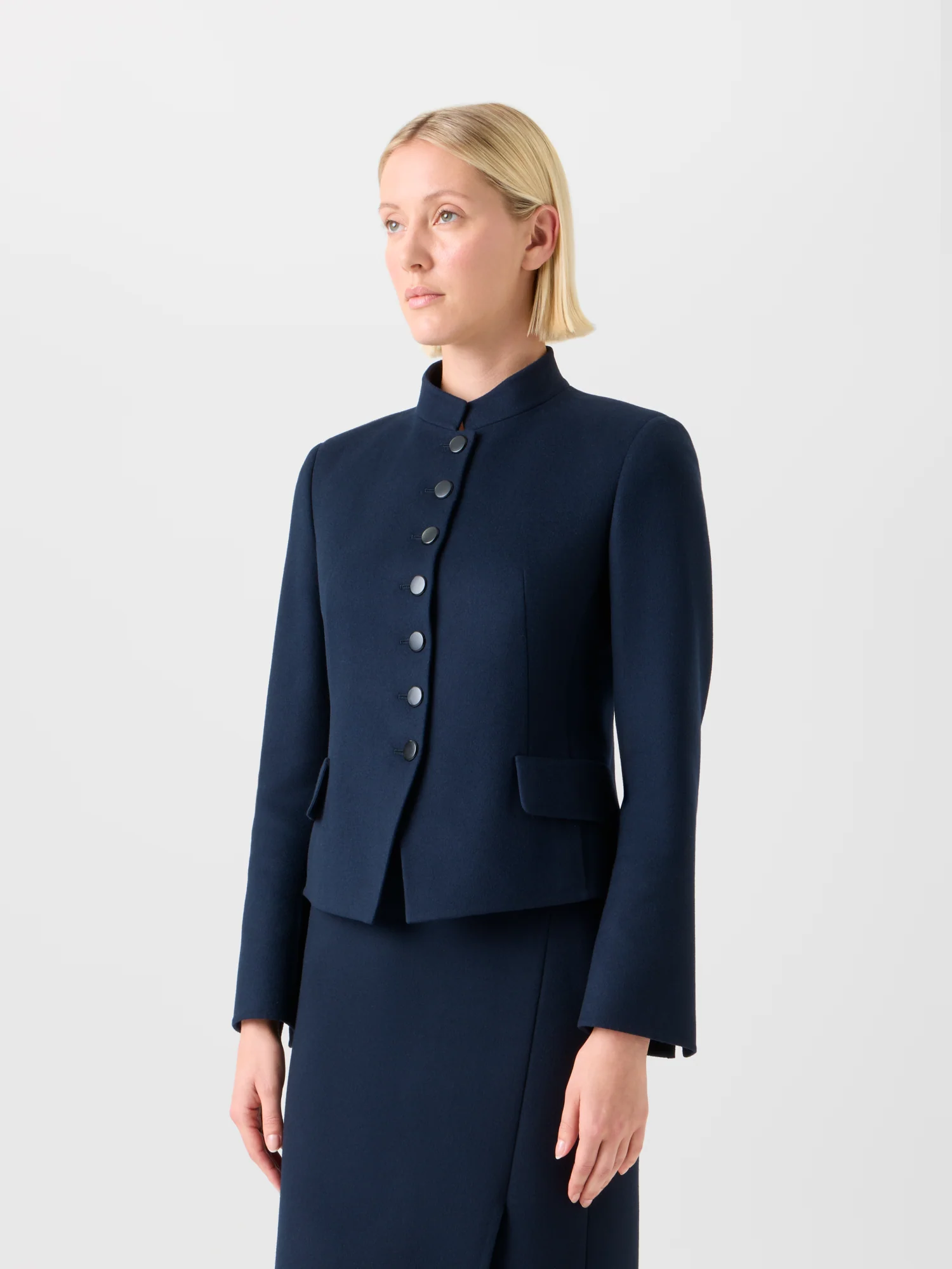 Short Fitted Wool Flannel Double-Face Jacket - Image 4