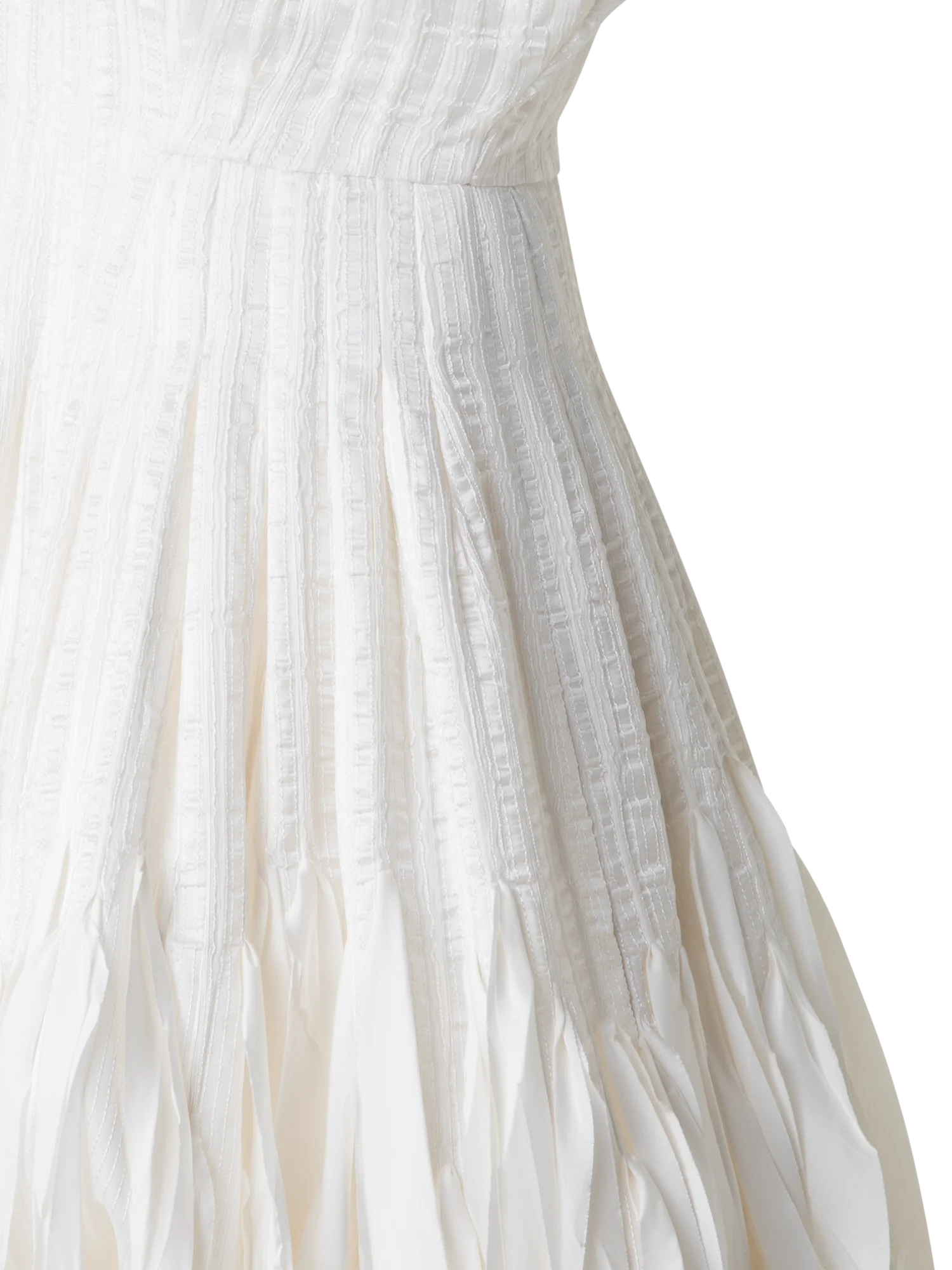 Short Flared Silk Dress with Ribbon Loops Skirt - Image 3