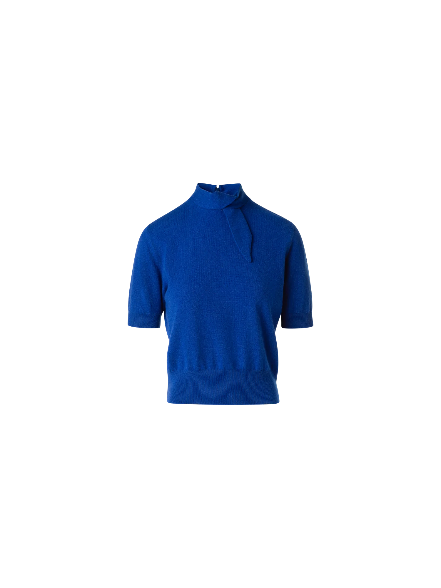 Short Sleeve Cashmere Sweater with Knot Detail