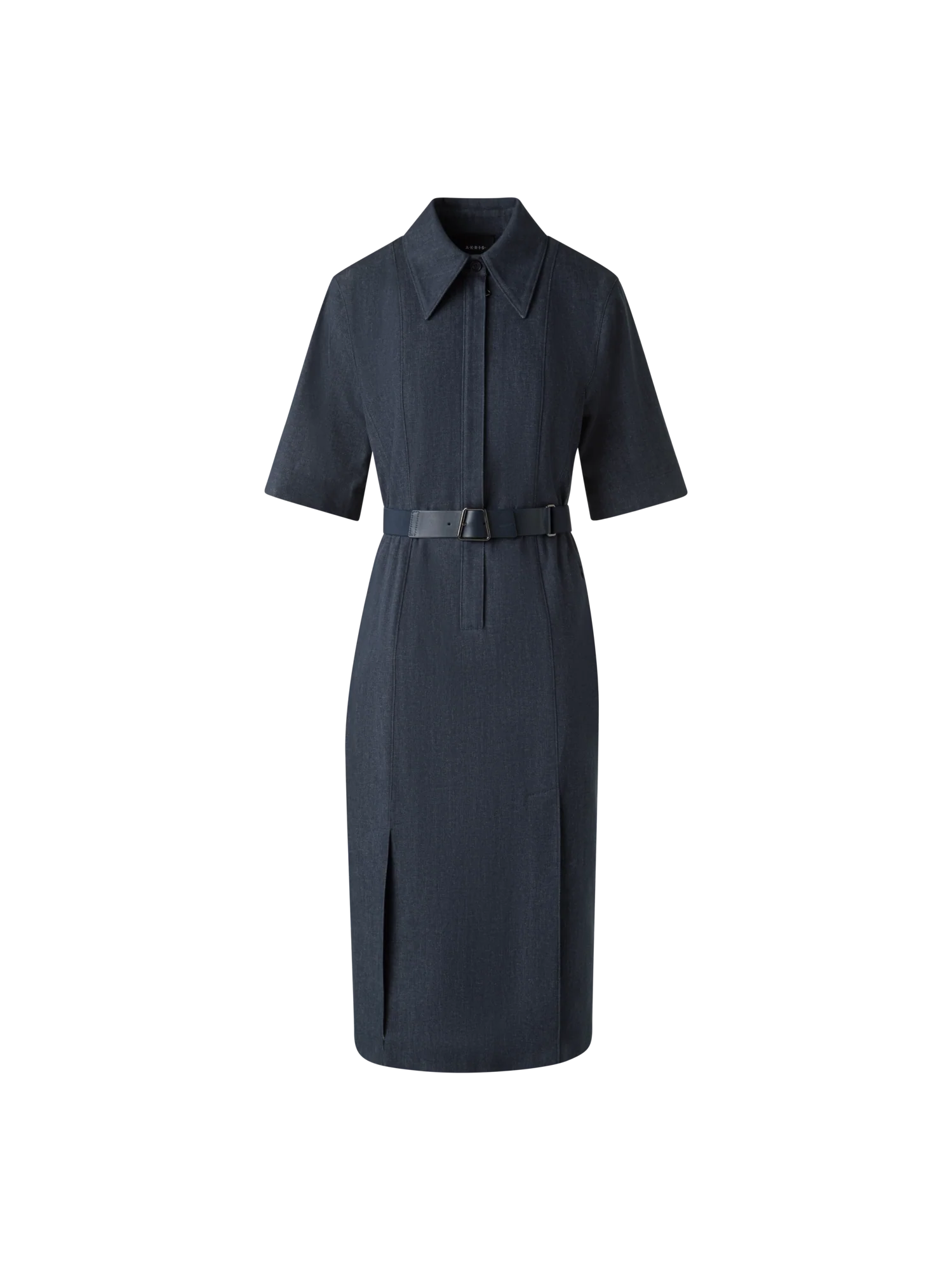 Short Sleeve Shirt Dress in Cotton Denim