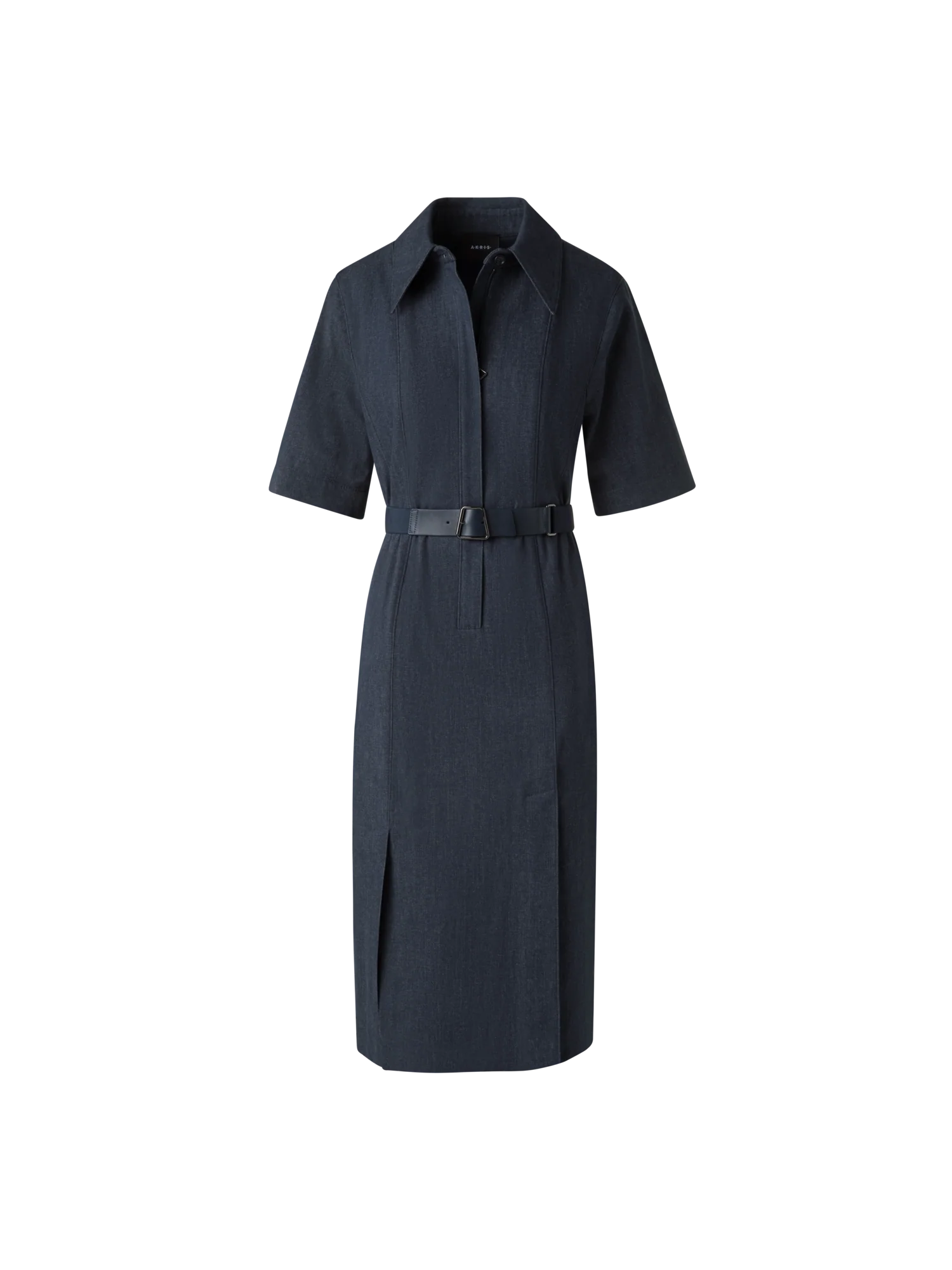 Short Sleeve Shirt Dress in Cotton Denim - Image 2