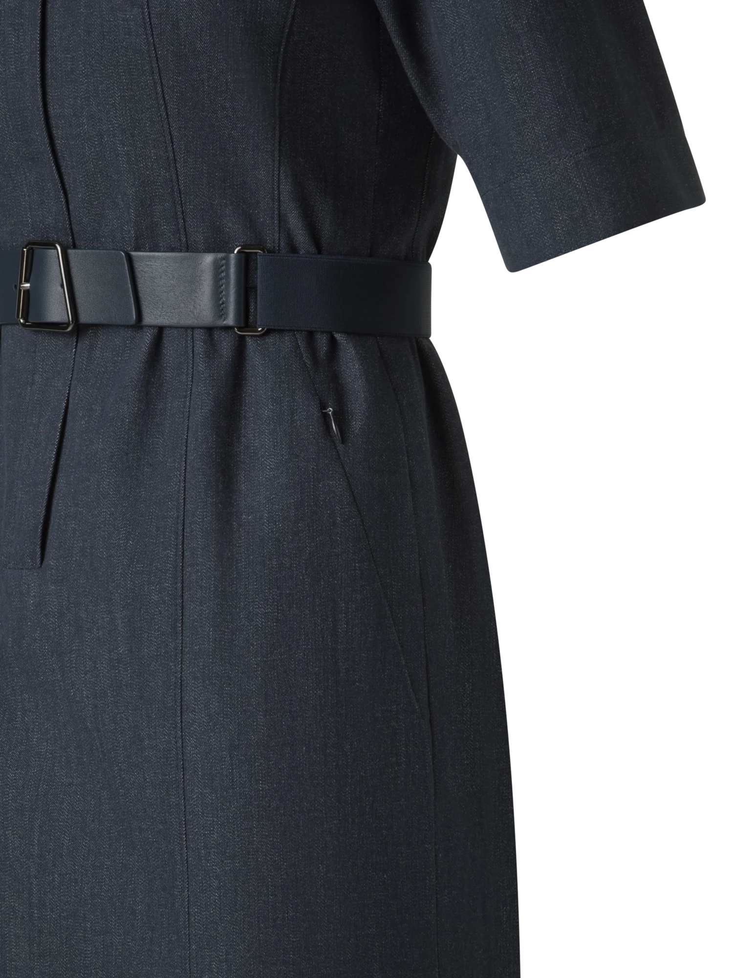 Short Sleeve Shirt Dress in Cotton Denim - Image 4