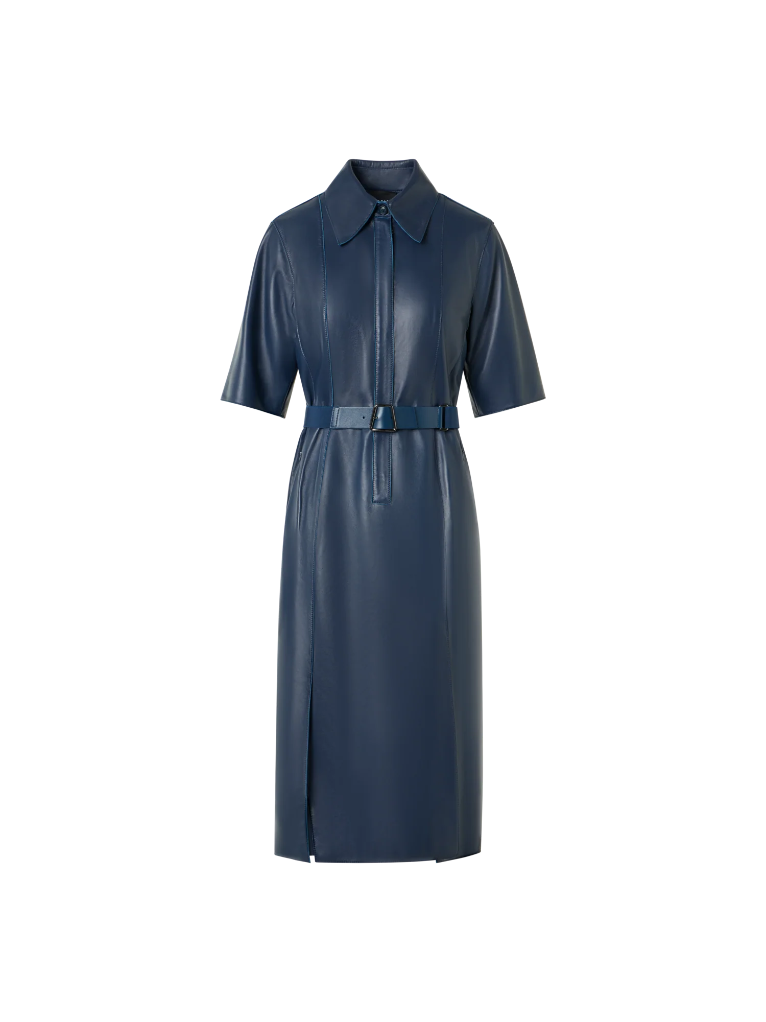 Short Sleeve Shirt Dress in Leather