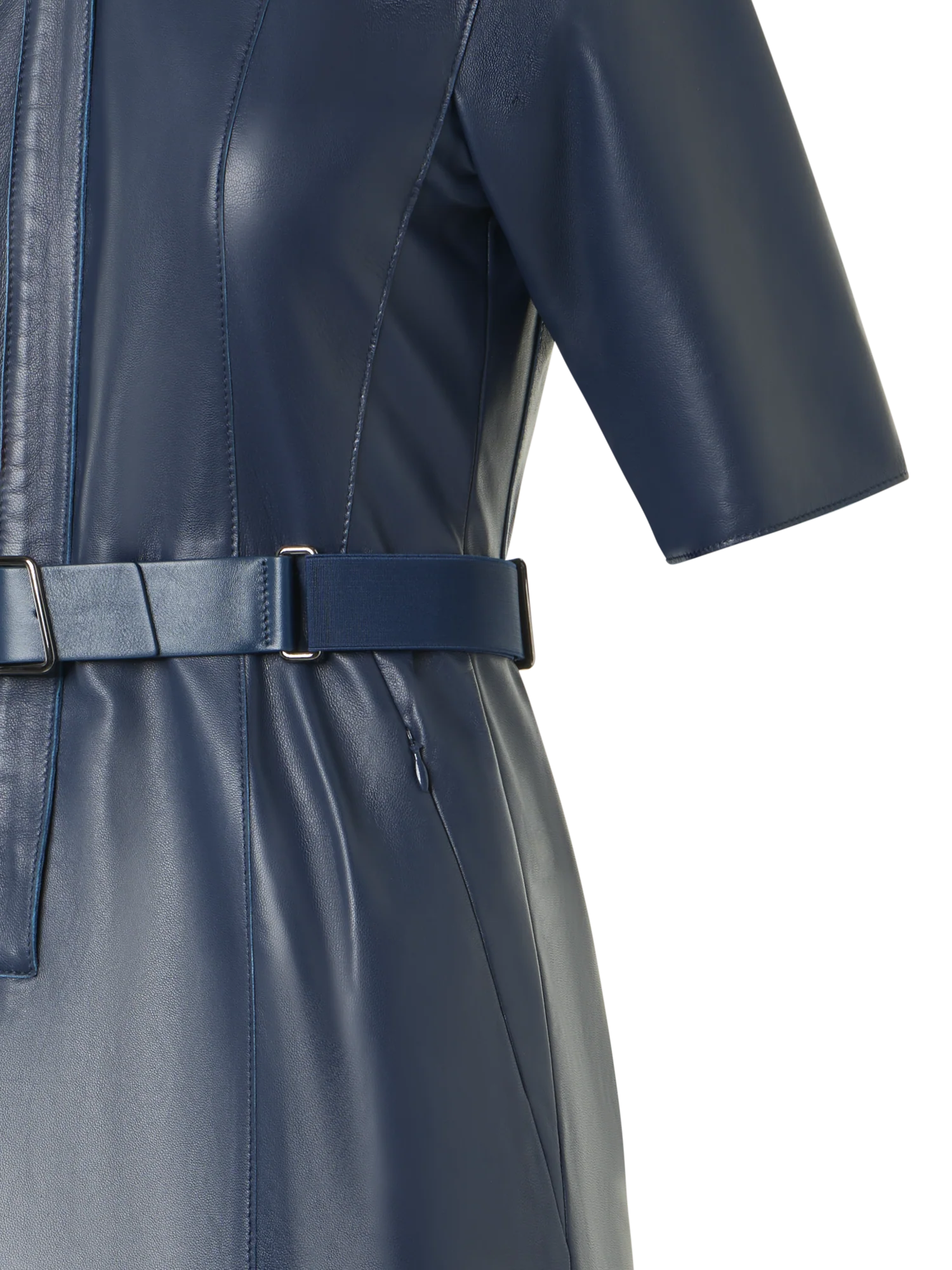 Short Sleeve Shirt Dress in Leather - Image 2