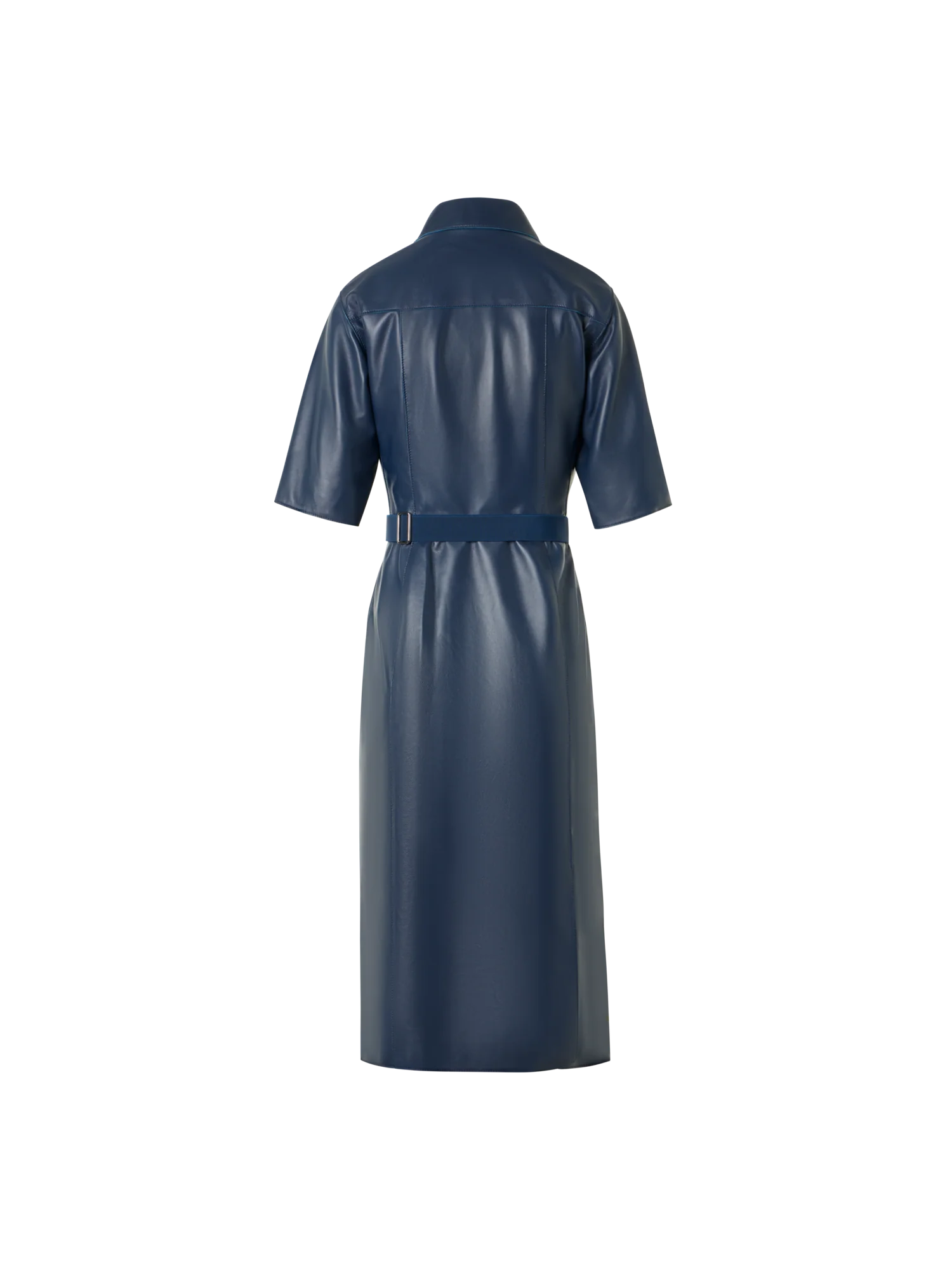 Short Sleeve Shirt Dress in Leather - Image 3