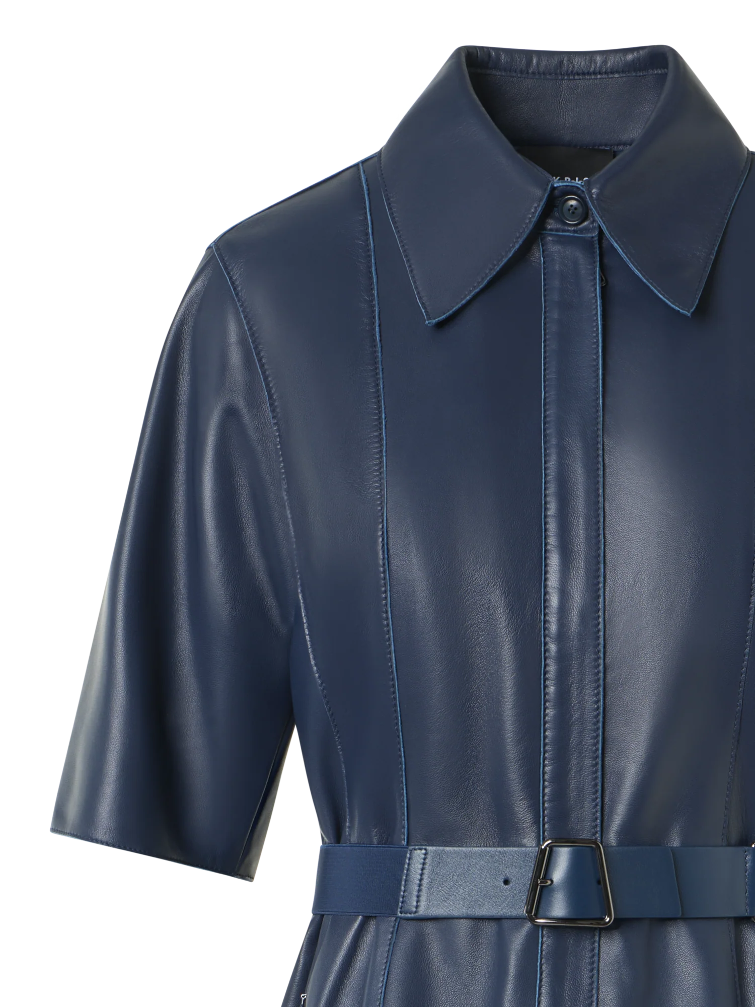 Short Sleeve Shirt Dress in Leather - Image 4