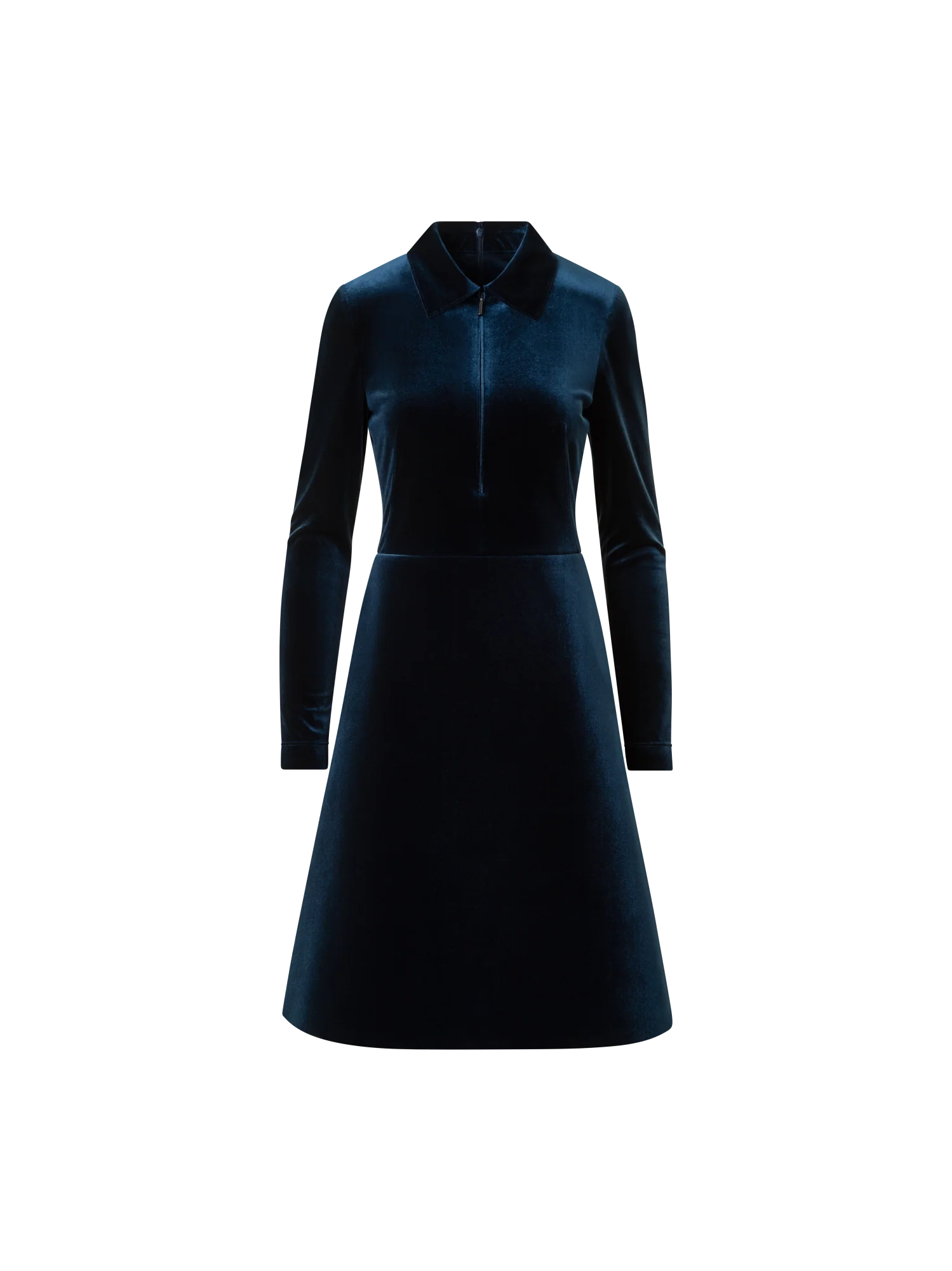 Short Velvet Neoprene A-Line Shirt Dress