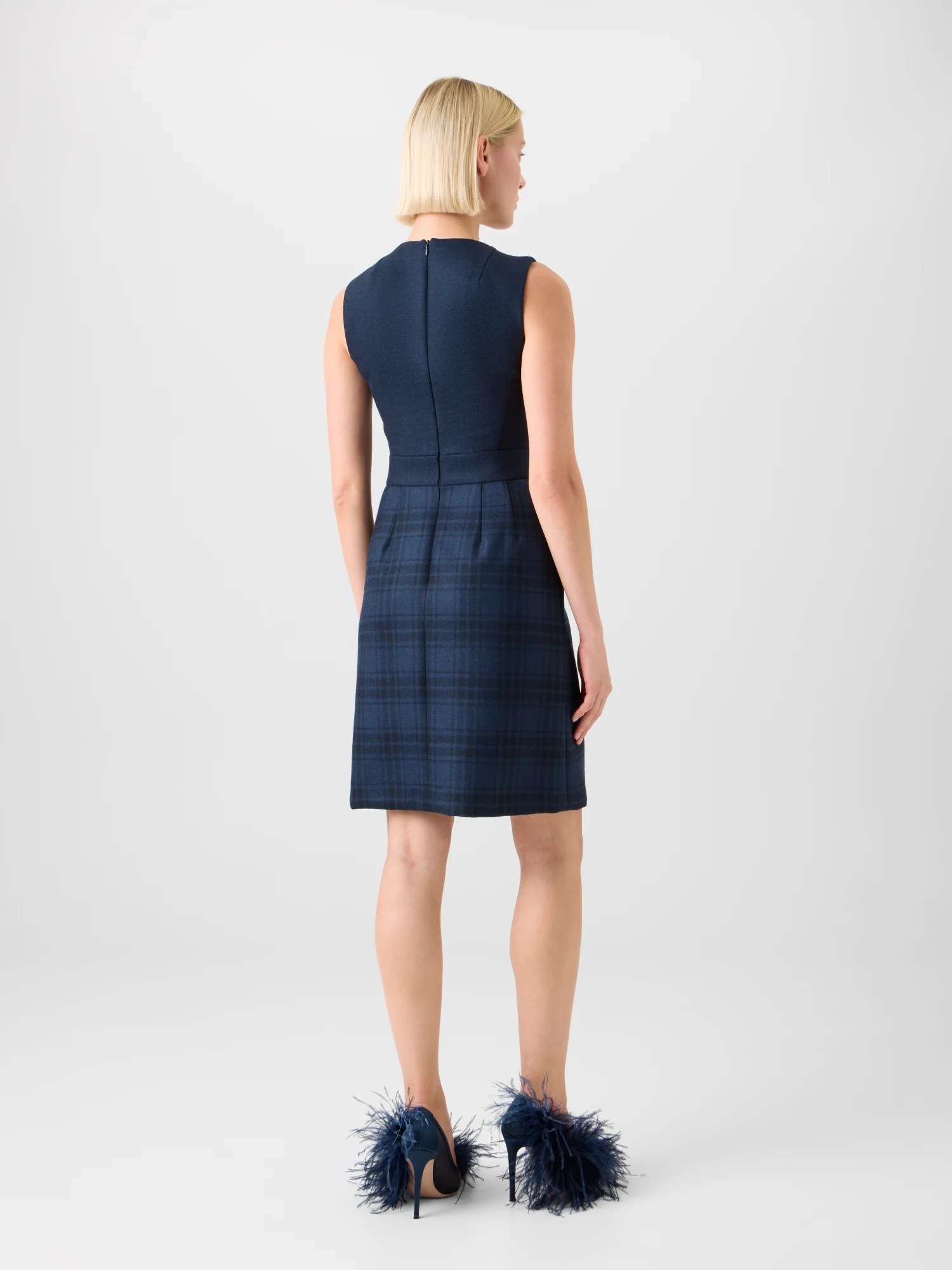 Short Wool Double-Face Plaid A-Line Dress - Image 5
