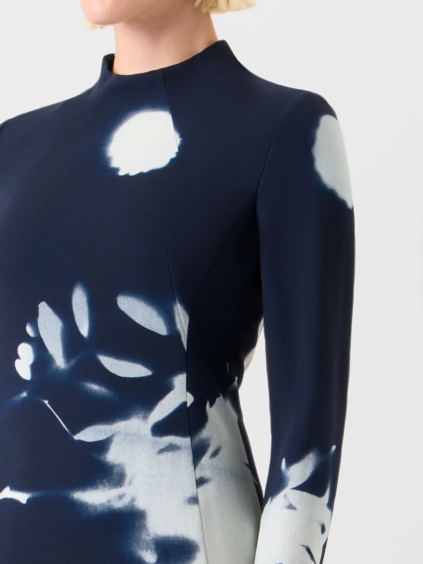 Short Wool Mock Neck Dress in Wildflower Print - Image 3