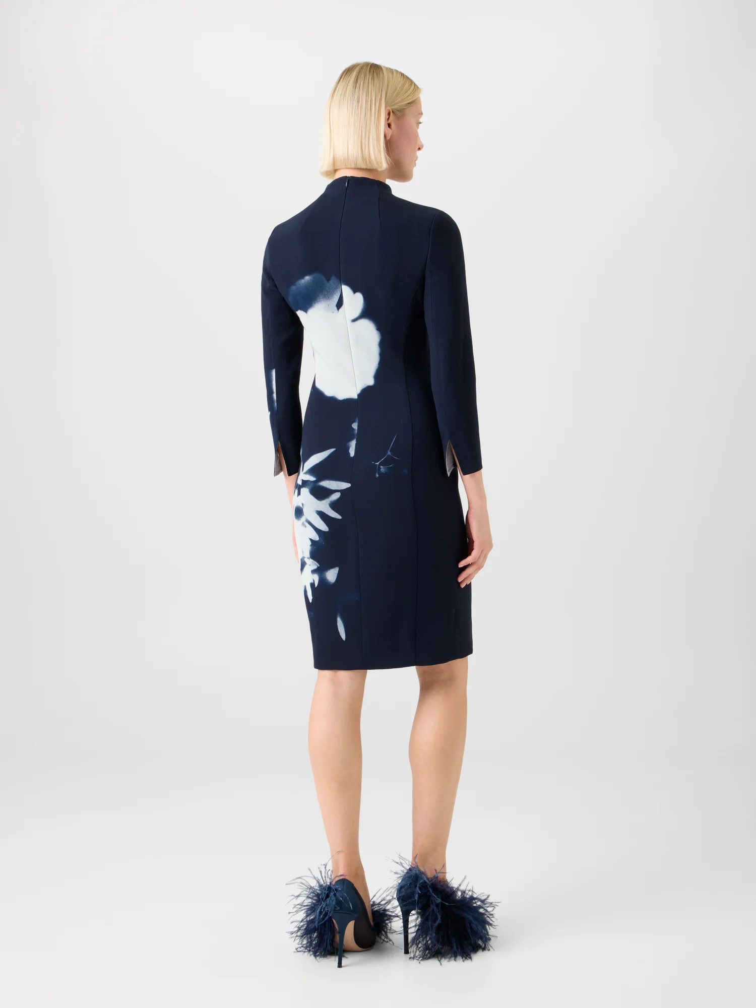 Short Wool Mock Neck Dress in Wildflower Print - Image 6