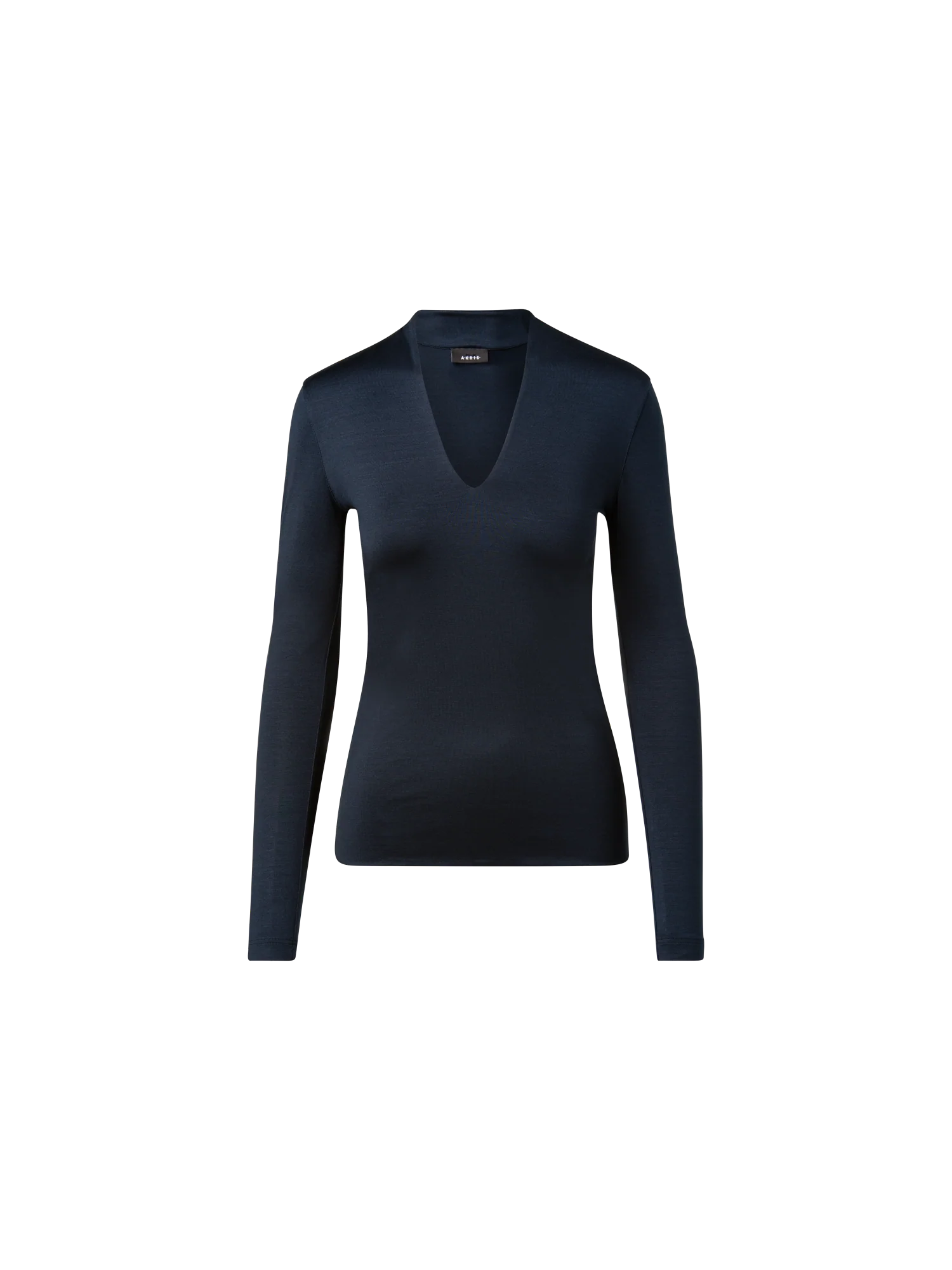 Silk Jersey Stretch Top with V-Neck