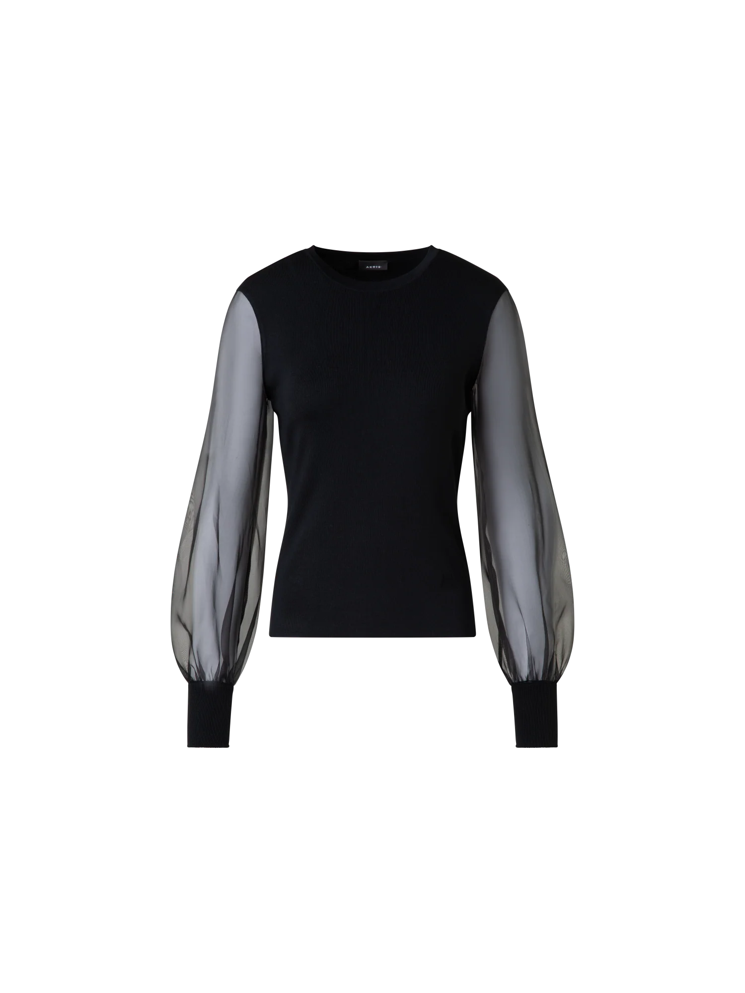 Silk Sweater with Sheer Organza Sleeves