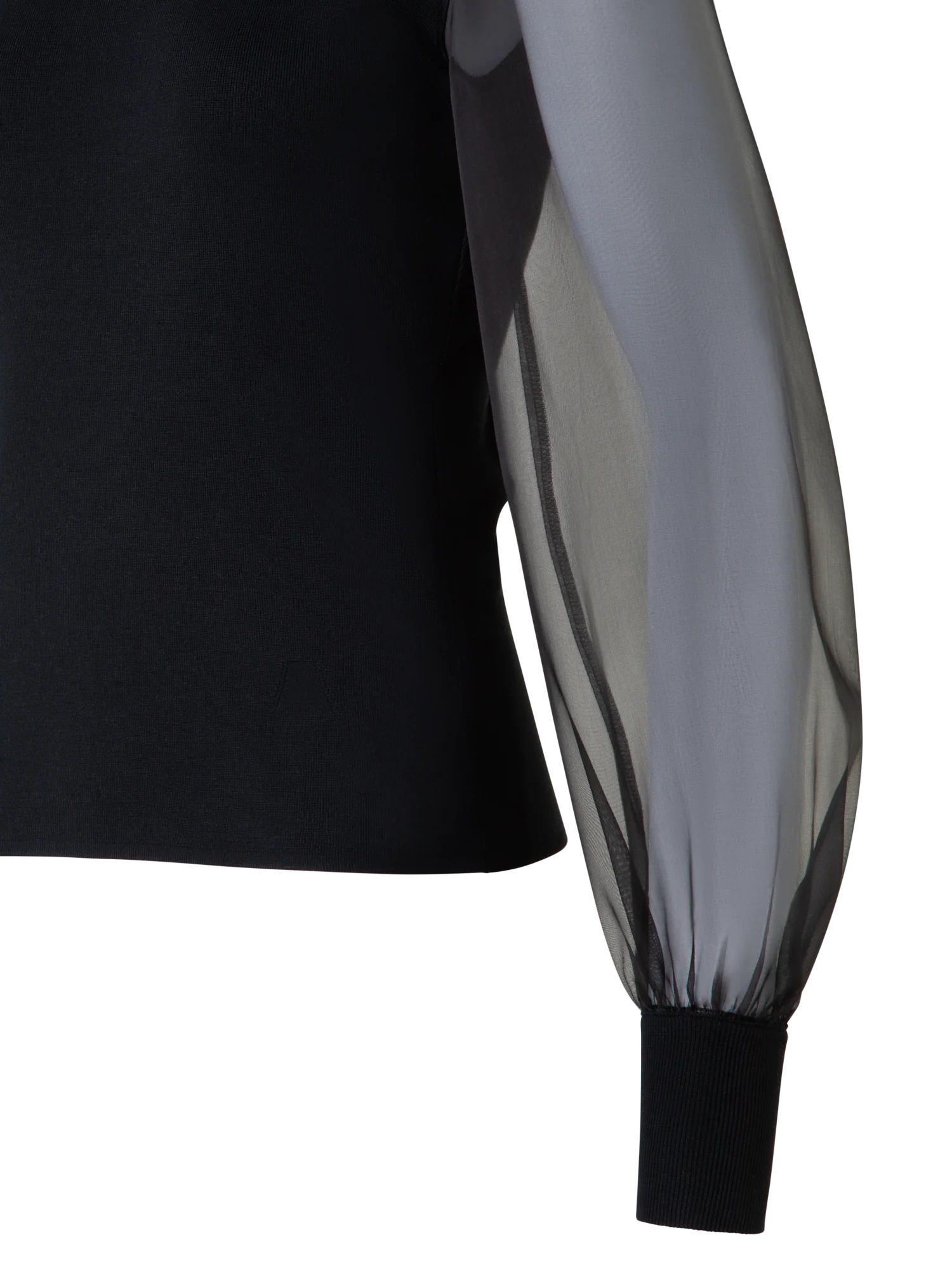 Silk Sweater with Sheer Organza Sleeves - Image 2