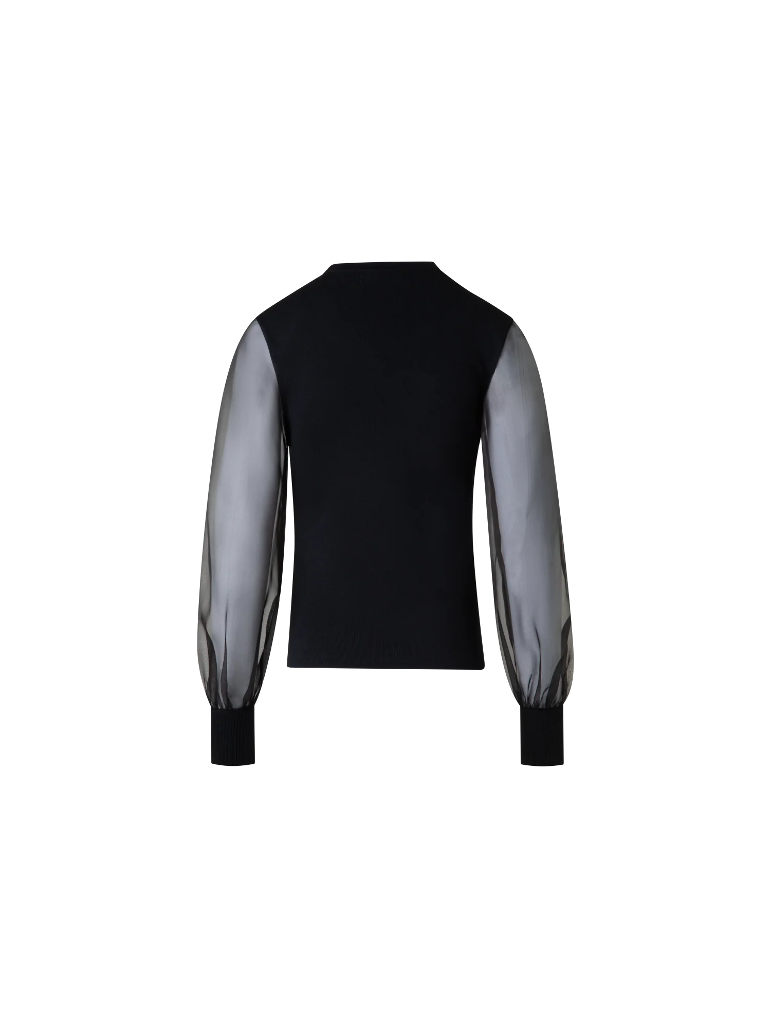 Silk Sweater with Sheer Organza Sleeves - Image 3