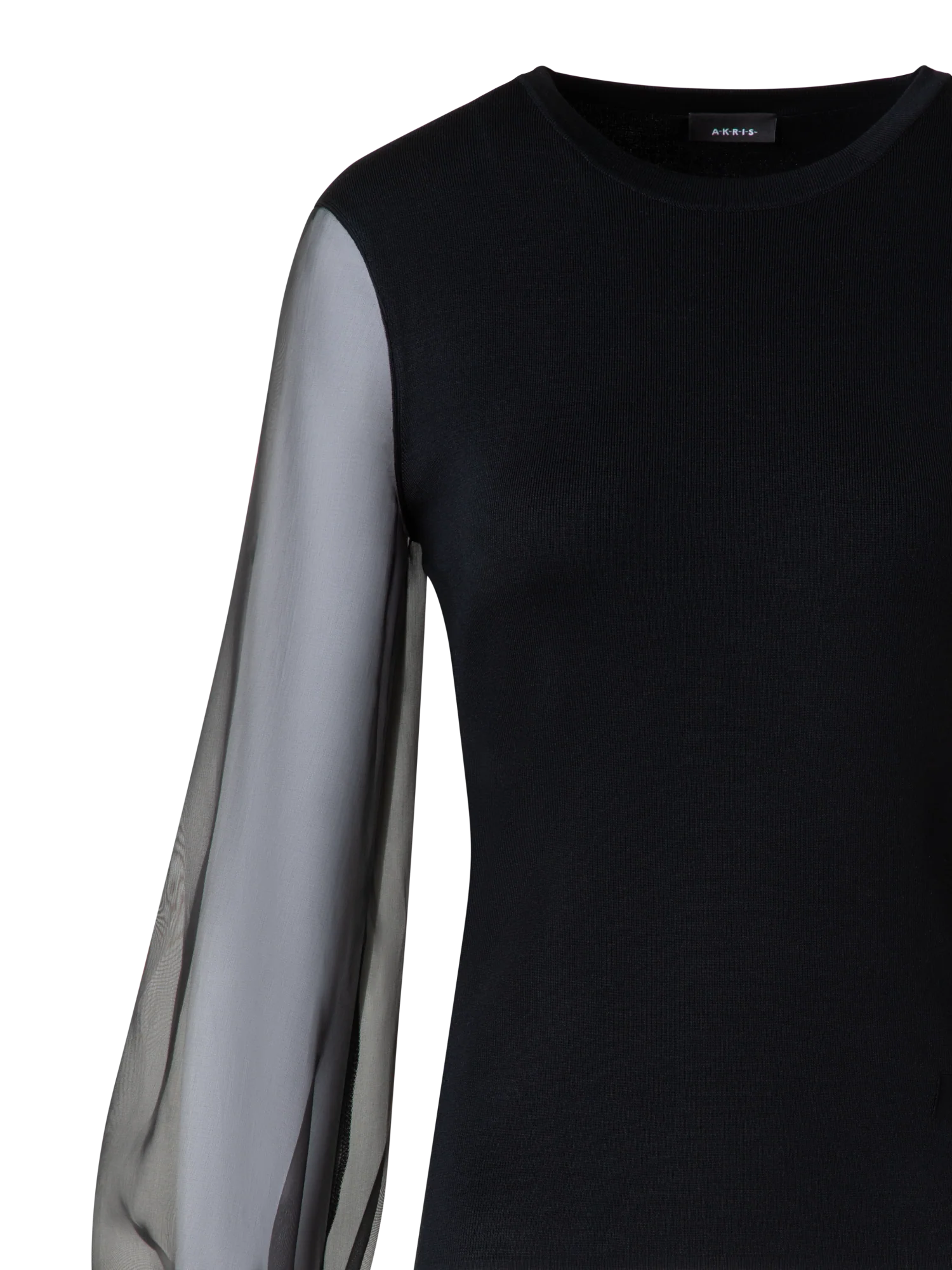 Silk Sweater with Sheer Organza Sleeves - Image 4