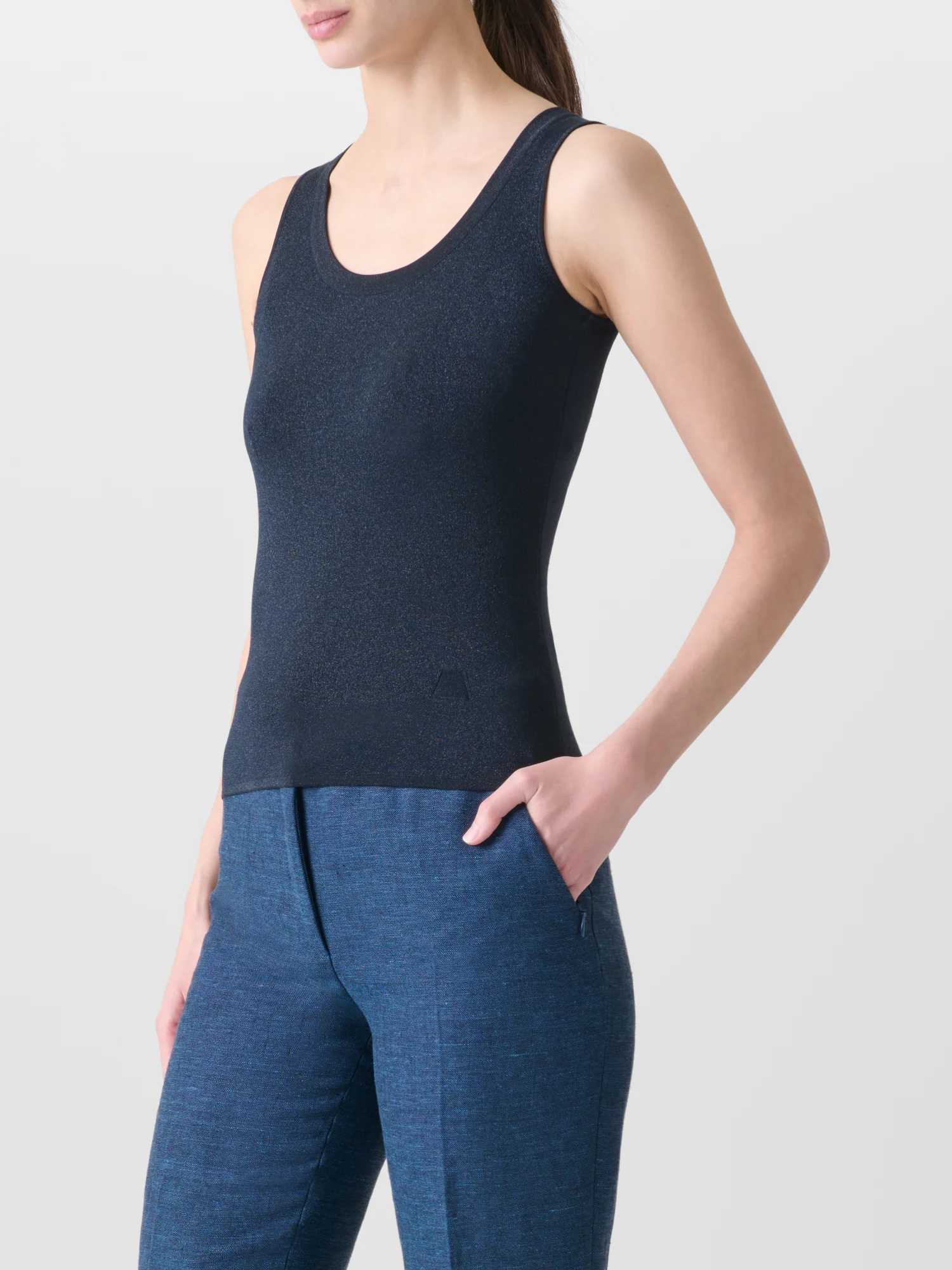Silk Tank Top with Golden Lurex - Image 2