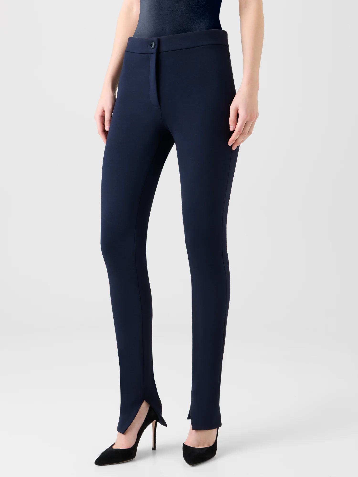 Skinny Stretch Jersey Leggings with Slit - Image 2