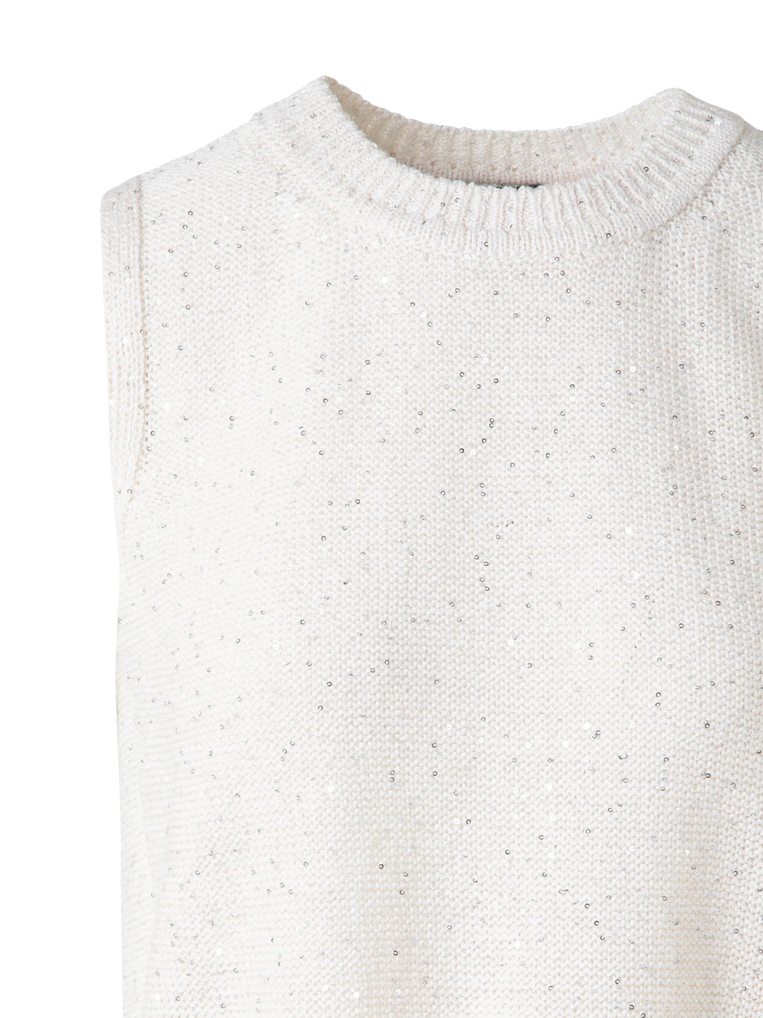 Sleeveless Linen Cotton Knit Top with Sequins - Image 4