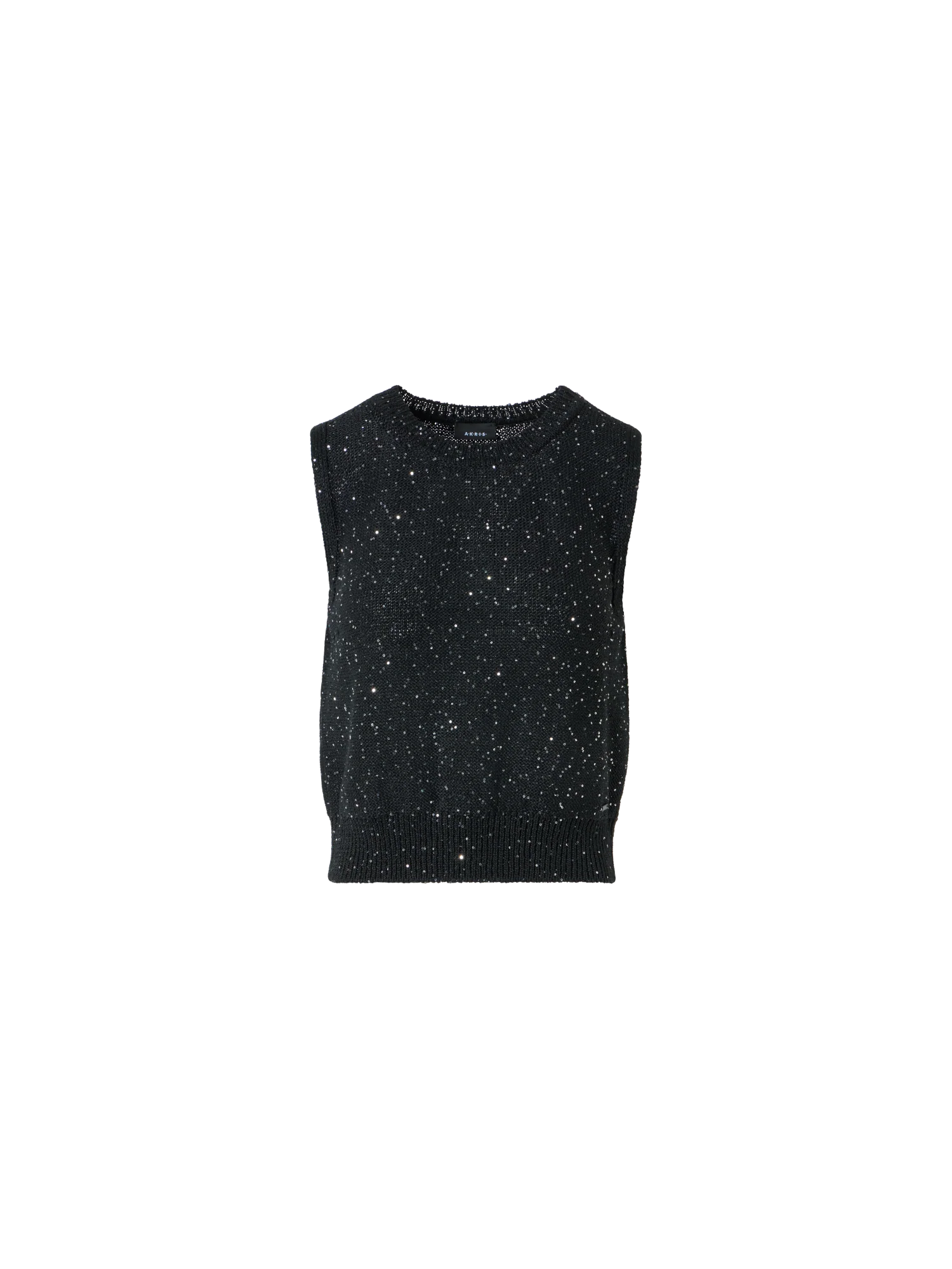 Sleeveless Linen Cotton Knit Top with Sequins