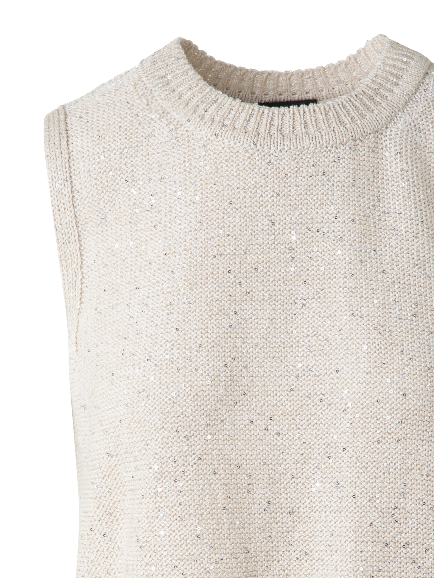 Sleeveless Linen Cotton Knit Top with Sequins - Image 4
