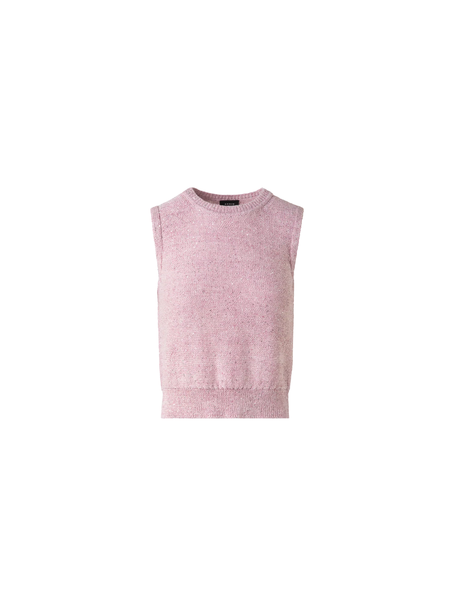 Sleeveless Linen Cotton Knit Top with Sequins