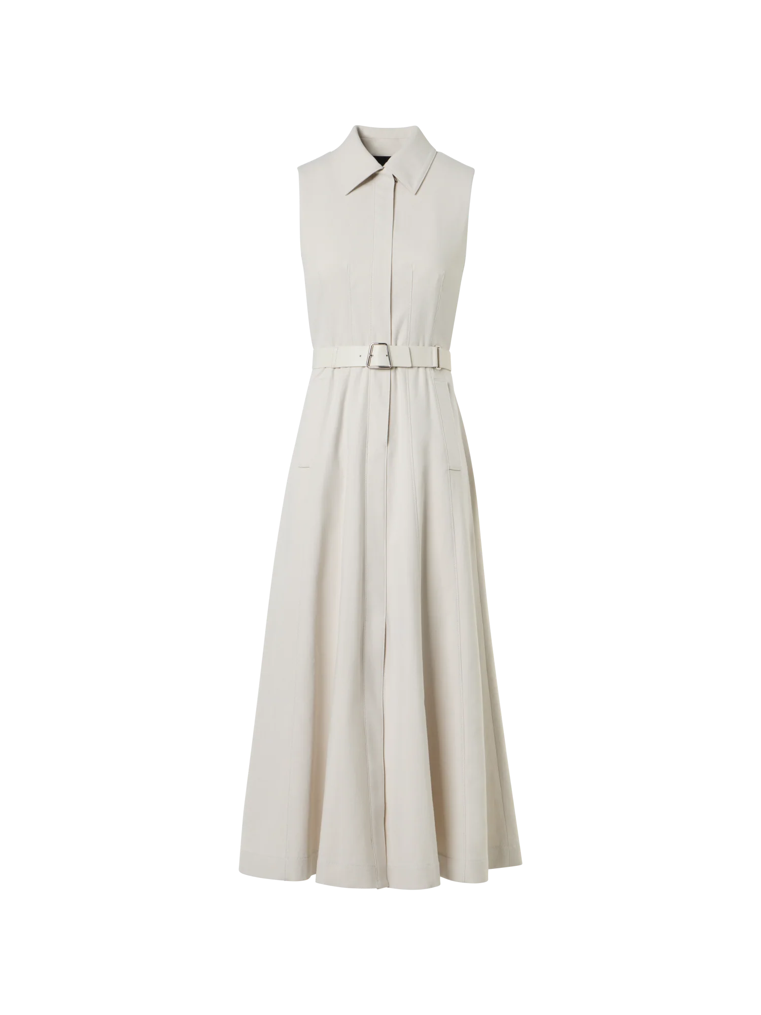 Sleeveless Midi Shirt Dress in Cotton Denim