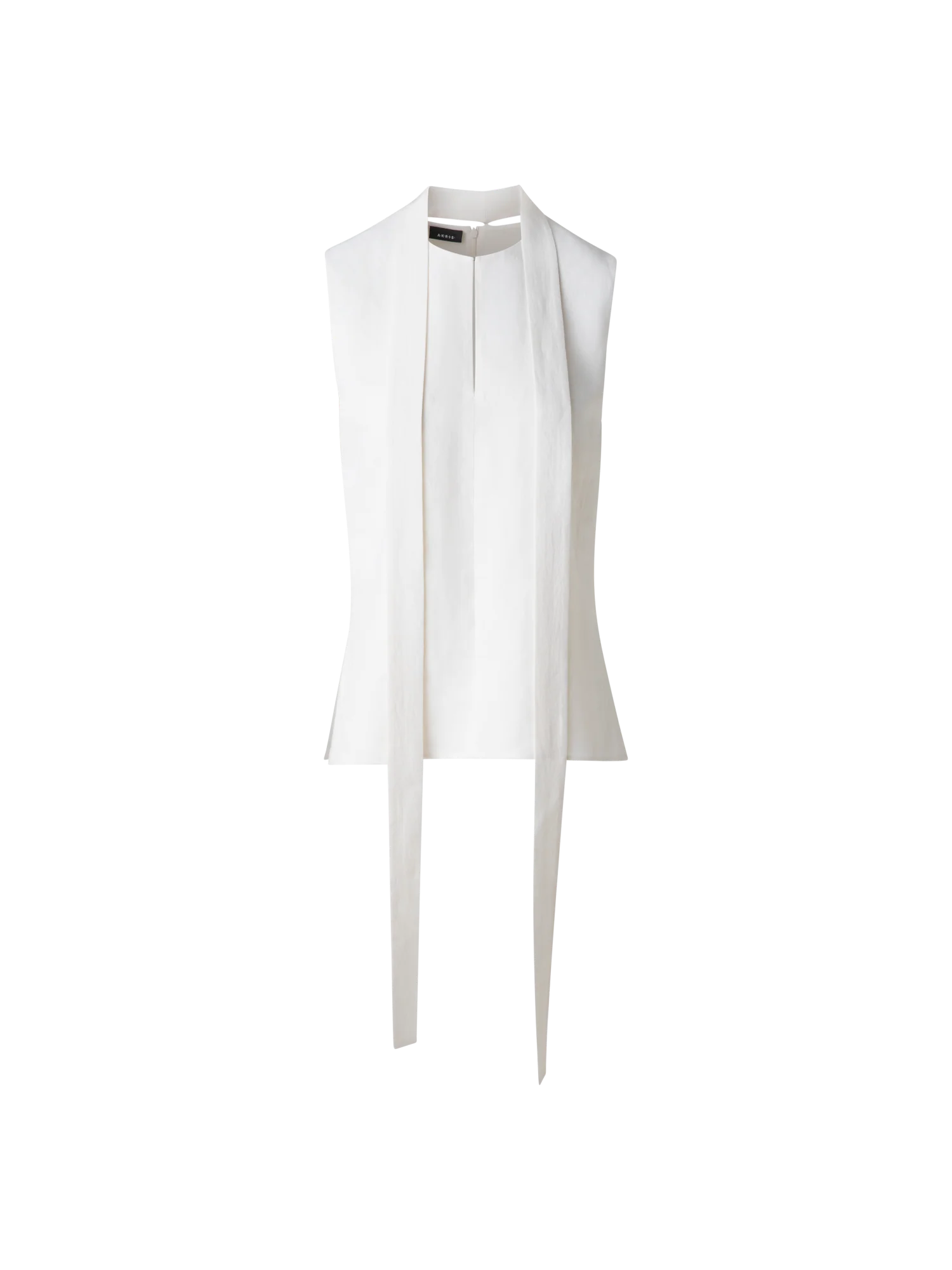 Sleeveless Tie Neck Blouse in Linen Blend
