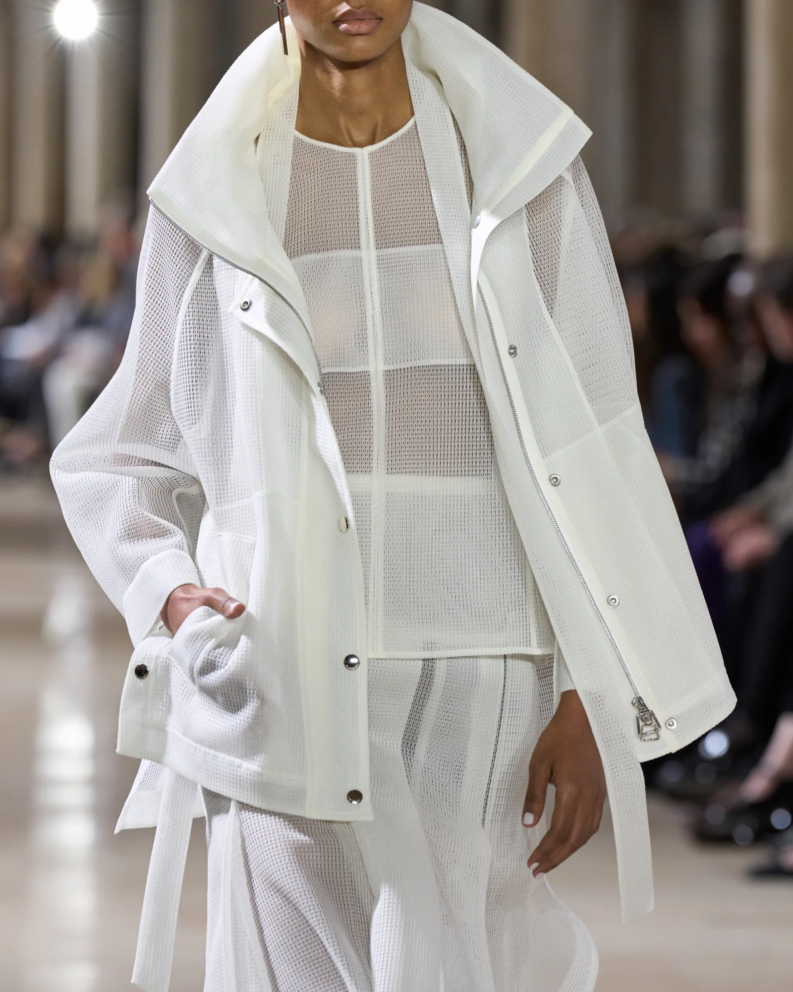 Sleeveless Tie Neck Blouse in Techno Grid - Image 2