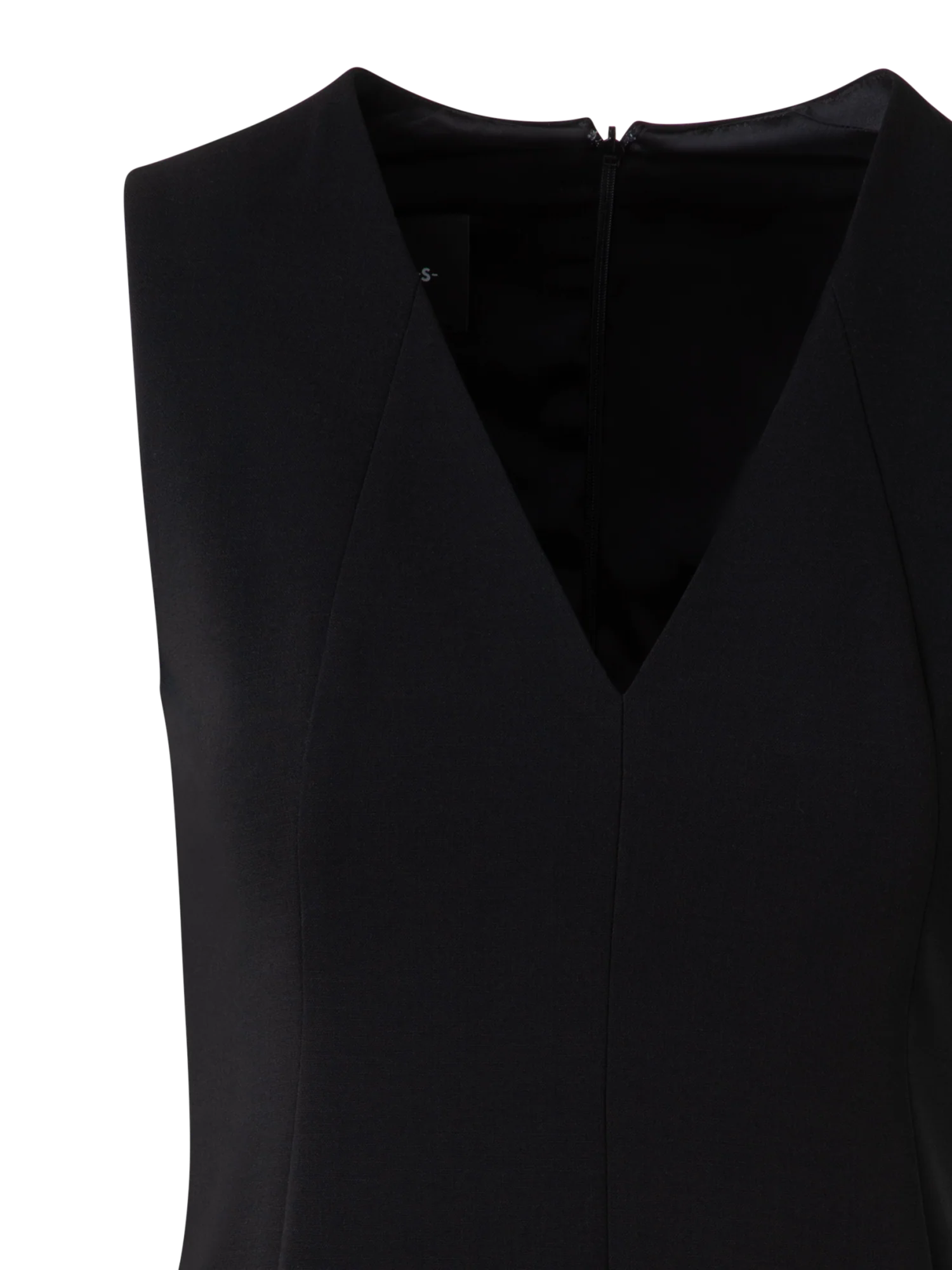 Sleeveless V-Neck Wool Double-Face Sheath Dress - Image 4