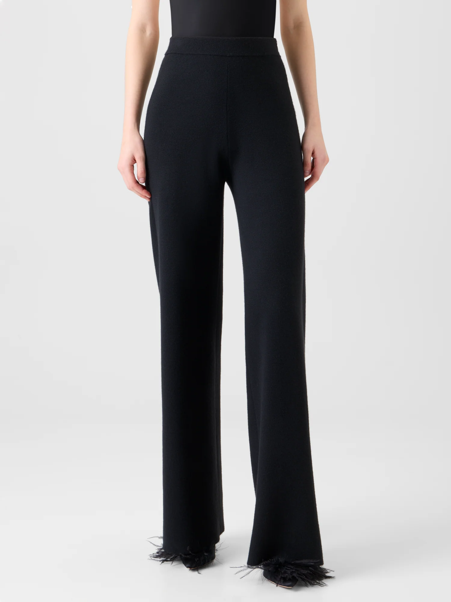 Slight Flared Cashmere Silk Knit Pants - Image 4